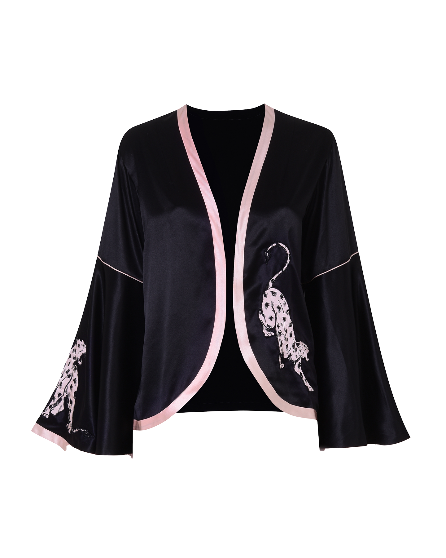 Pyjama Agent Provocateur Selene Pantha - Ensemble Bas + Veste, Soie Satin Noire, Taille UK 8 - Neuf Avec étiquettes