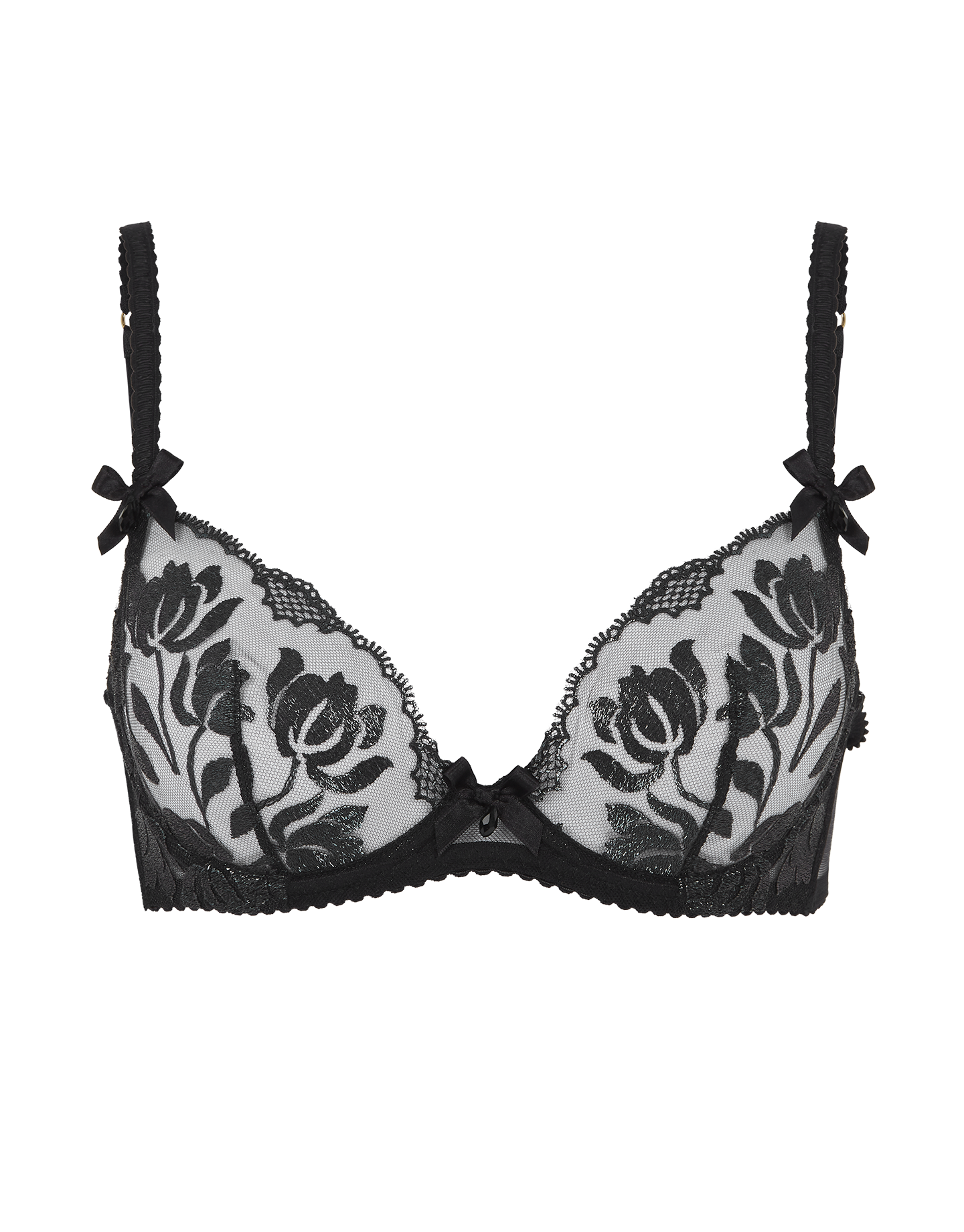 Sparkle Plunge Underwired Bra in Black