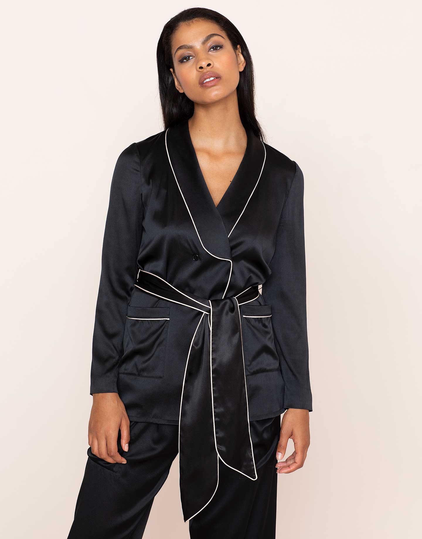 Ezra Pyjama Top in Black | Agent Provocateur Sale