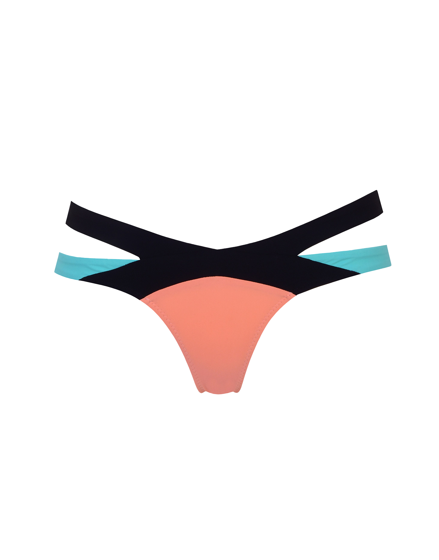 Mazzy Bikini Bottom in Black/Peach | By Agent Provocateur All Swimwear