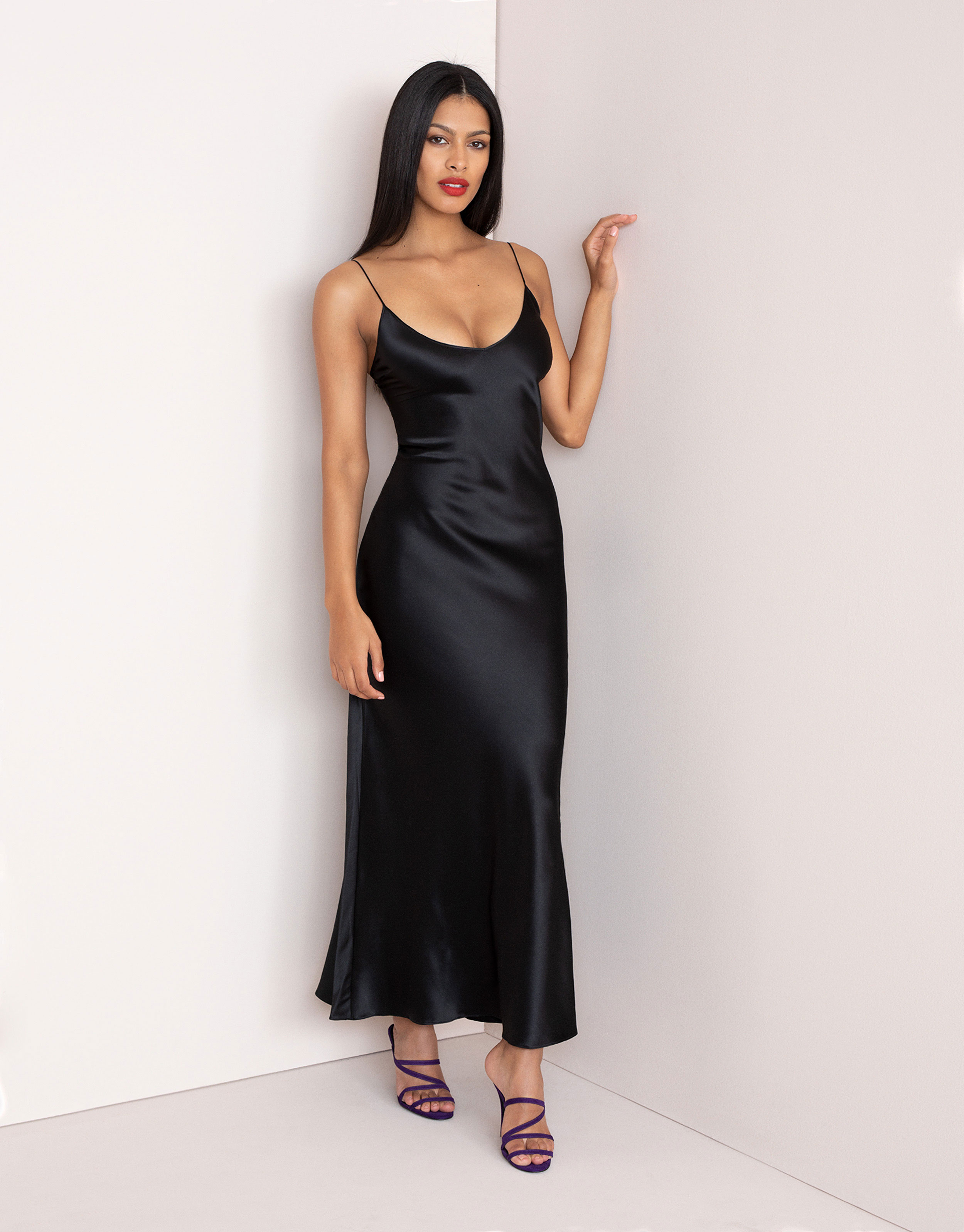 full length black slip