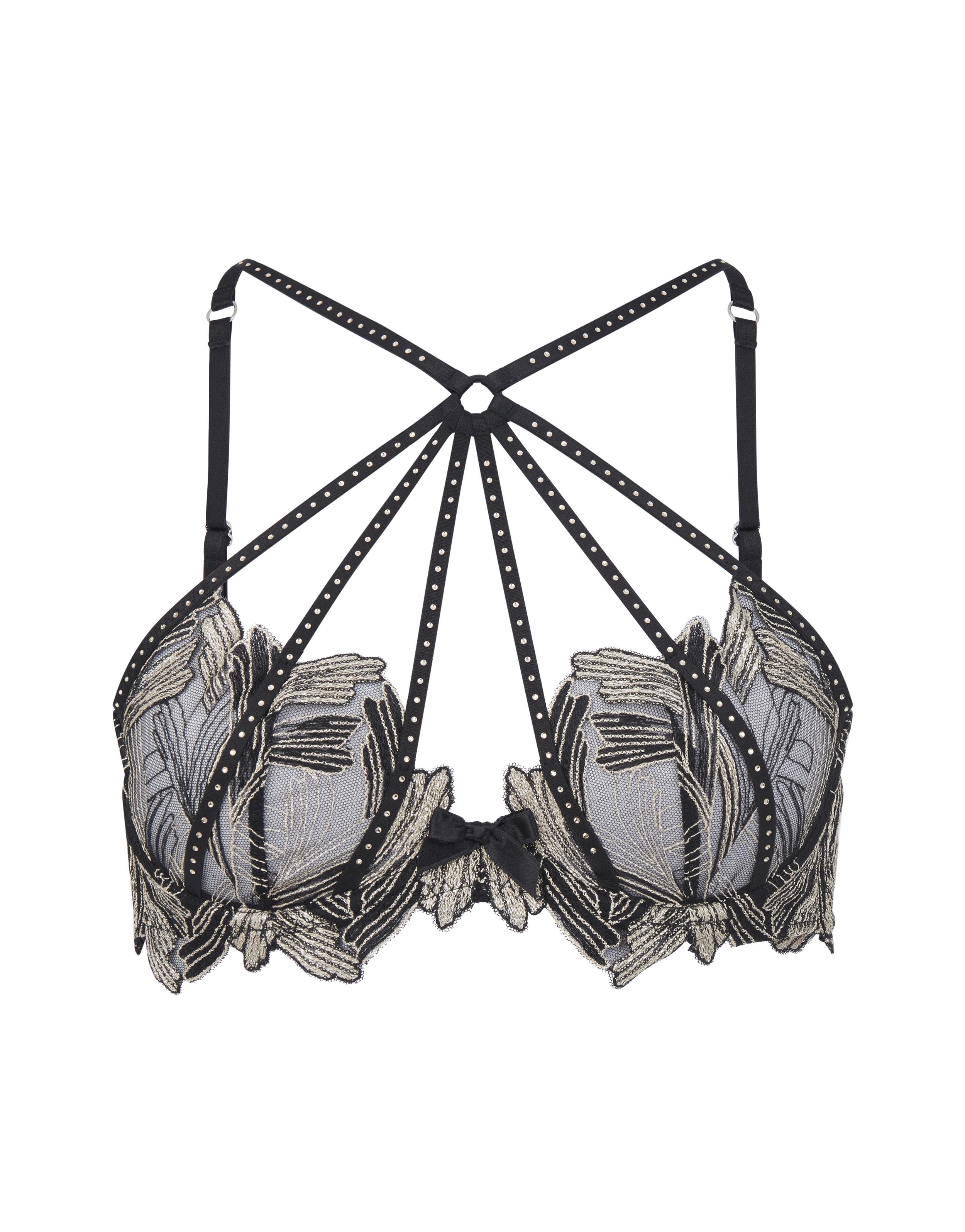 Christalina High Neck Plunge Bra in Silver | Agent Provocateur