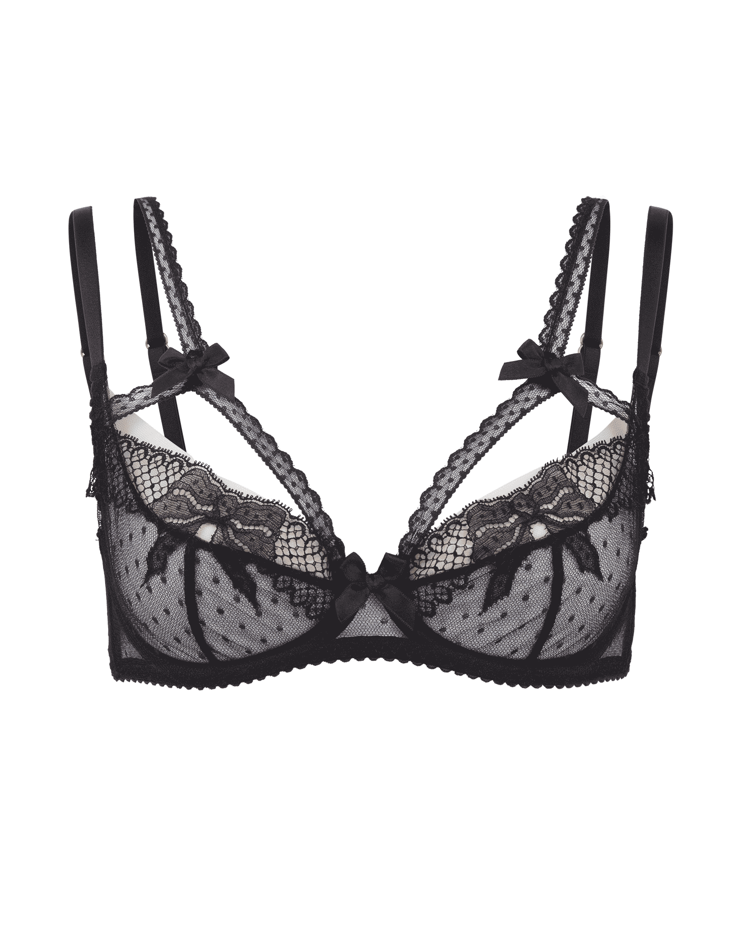 Nicoletta Quarter Cup Balconette Underwired Bra in Black | Agent ...