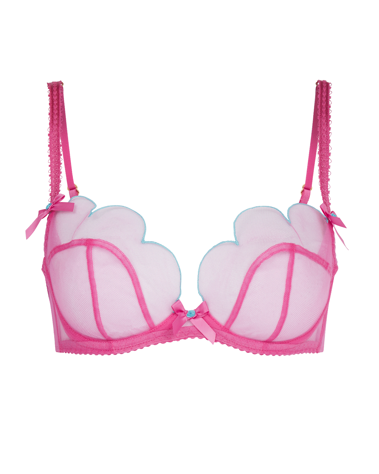 Lorna Plunge Underwired Bra in Hot Pink/Turquoise | By Agent Provocateur