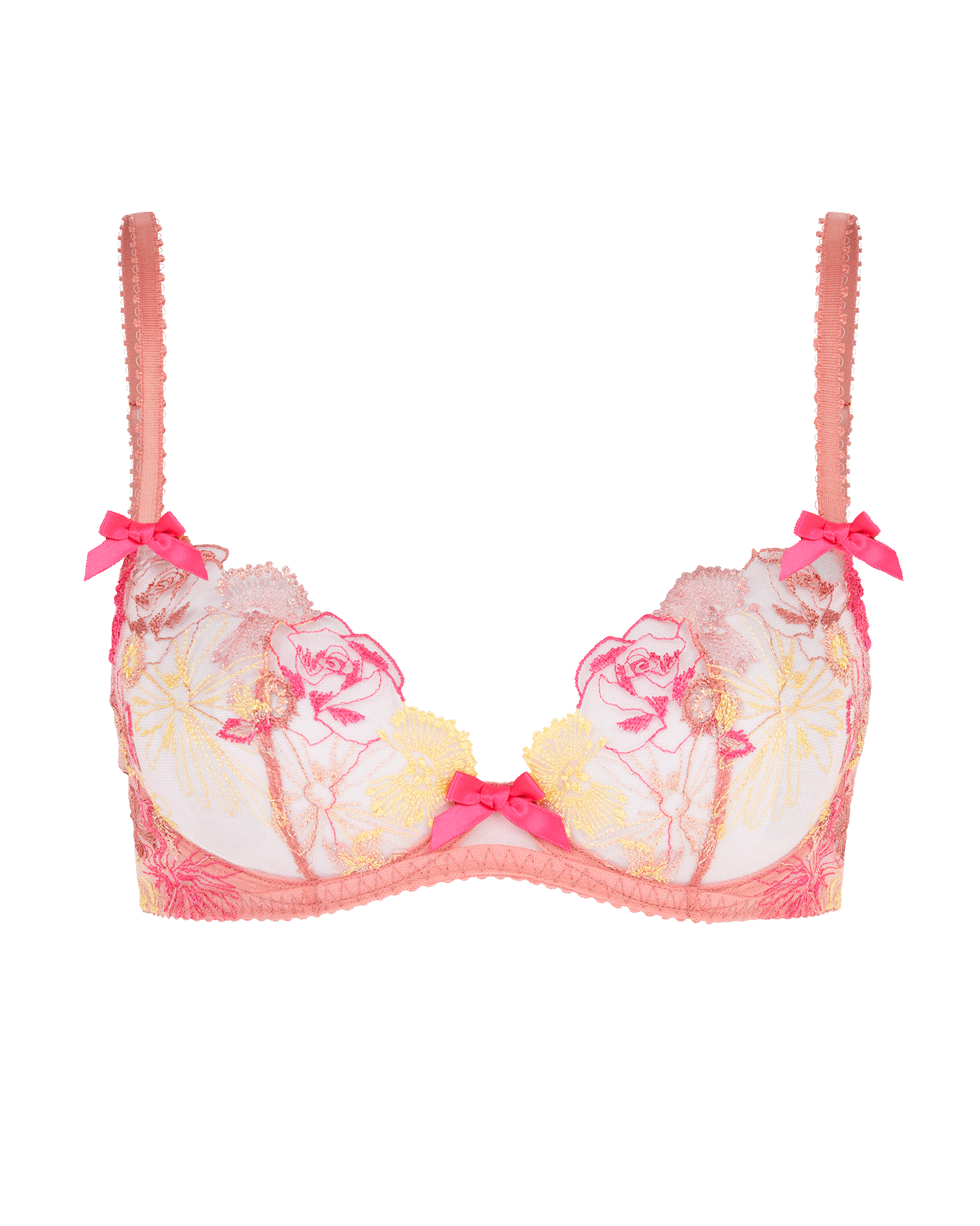 Zuri Plunge Underwired Bra in Dusky Pink/Yellow | By Agent Provocateur