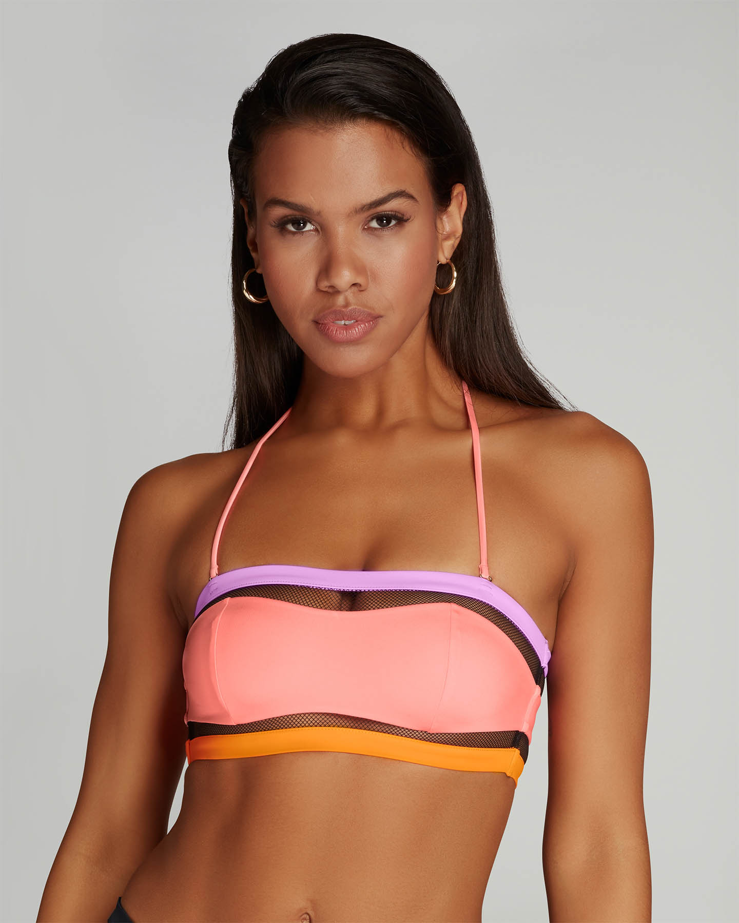 Zenaya Bandeau Top in Coral Multicolour | By Provocateur