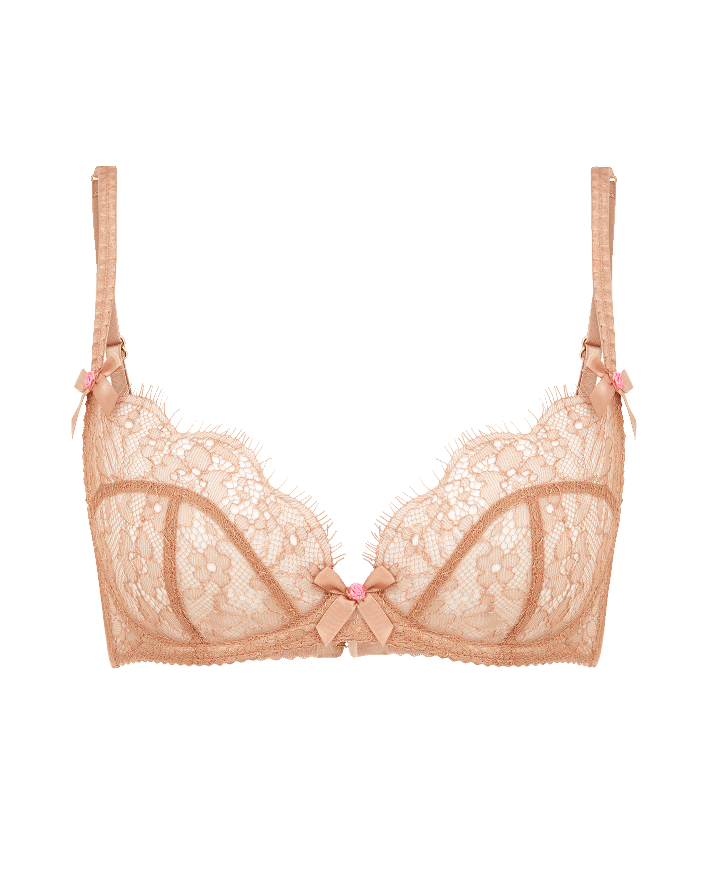 【AGENT PROVOCATEUR】leavers lace and tulle underwired bra AGENT PROVOCATEUR Love bow-embellished Leavers lace