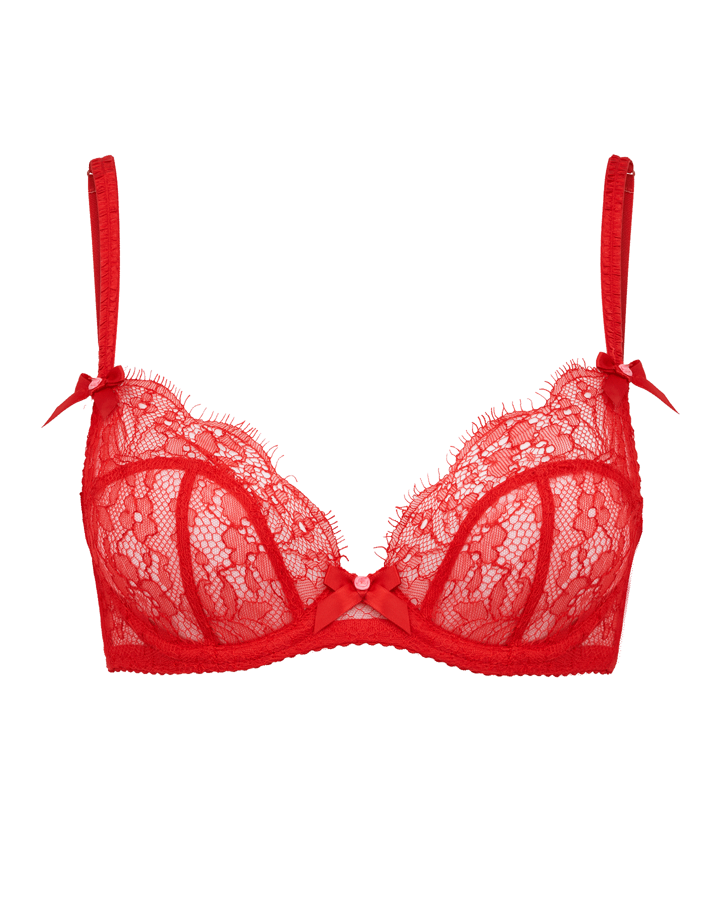Semi Sheer Lace Underwire Bra 'Vivian' in Red