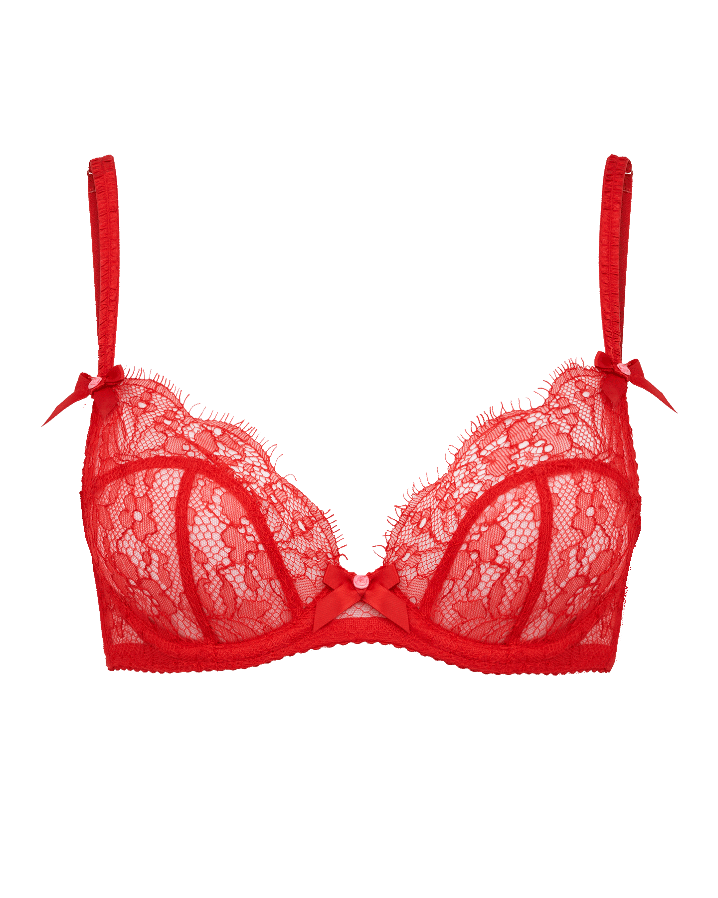 Lorna Lace Plunge Underwired Bra in Red | By Agent Provocateur