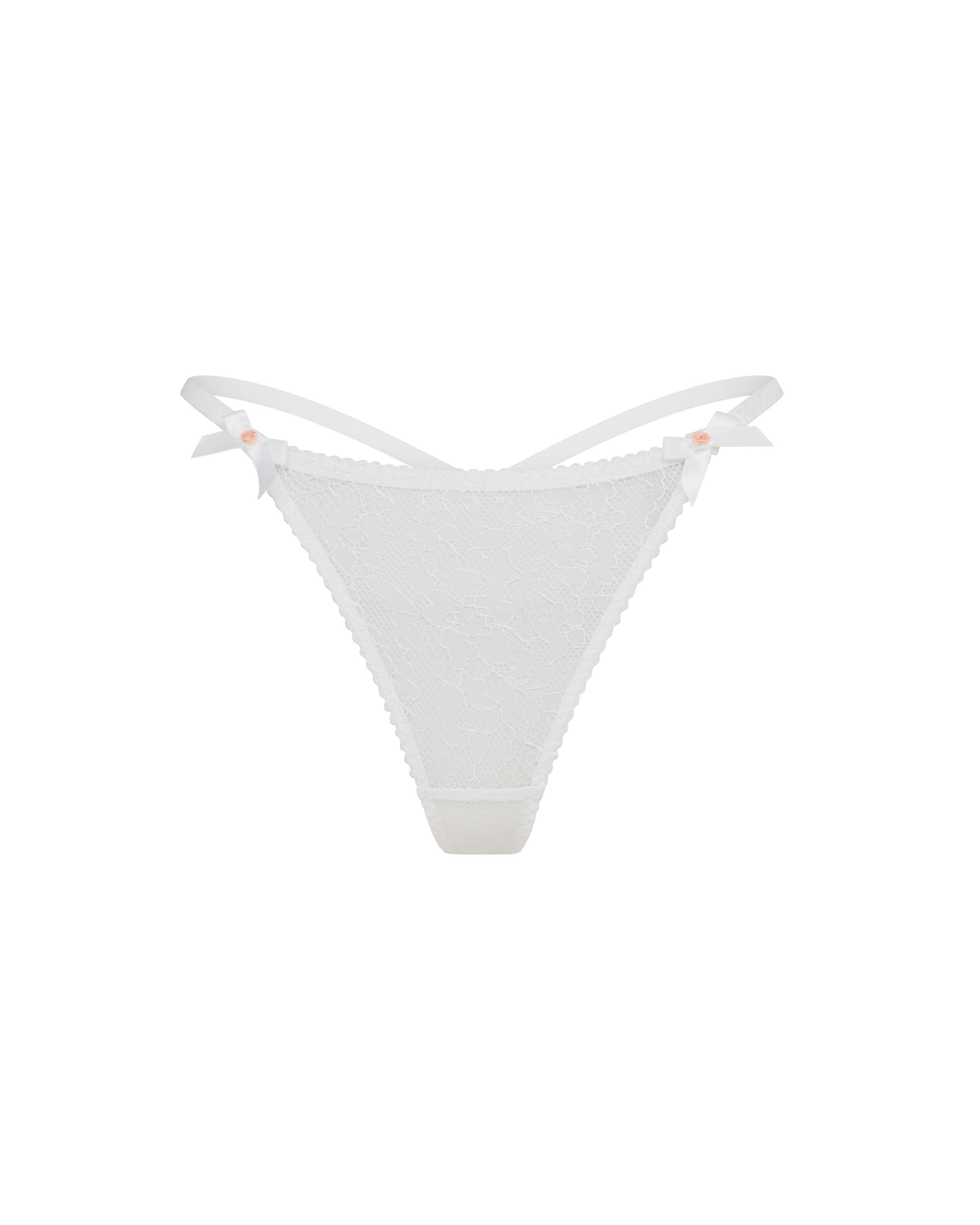 Seamless Thong with Lace Insert 524 - White