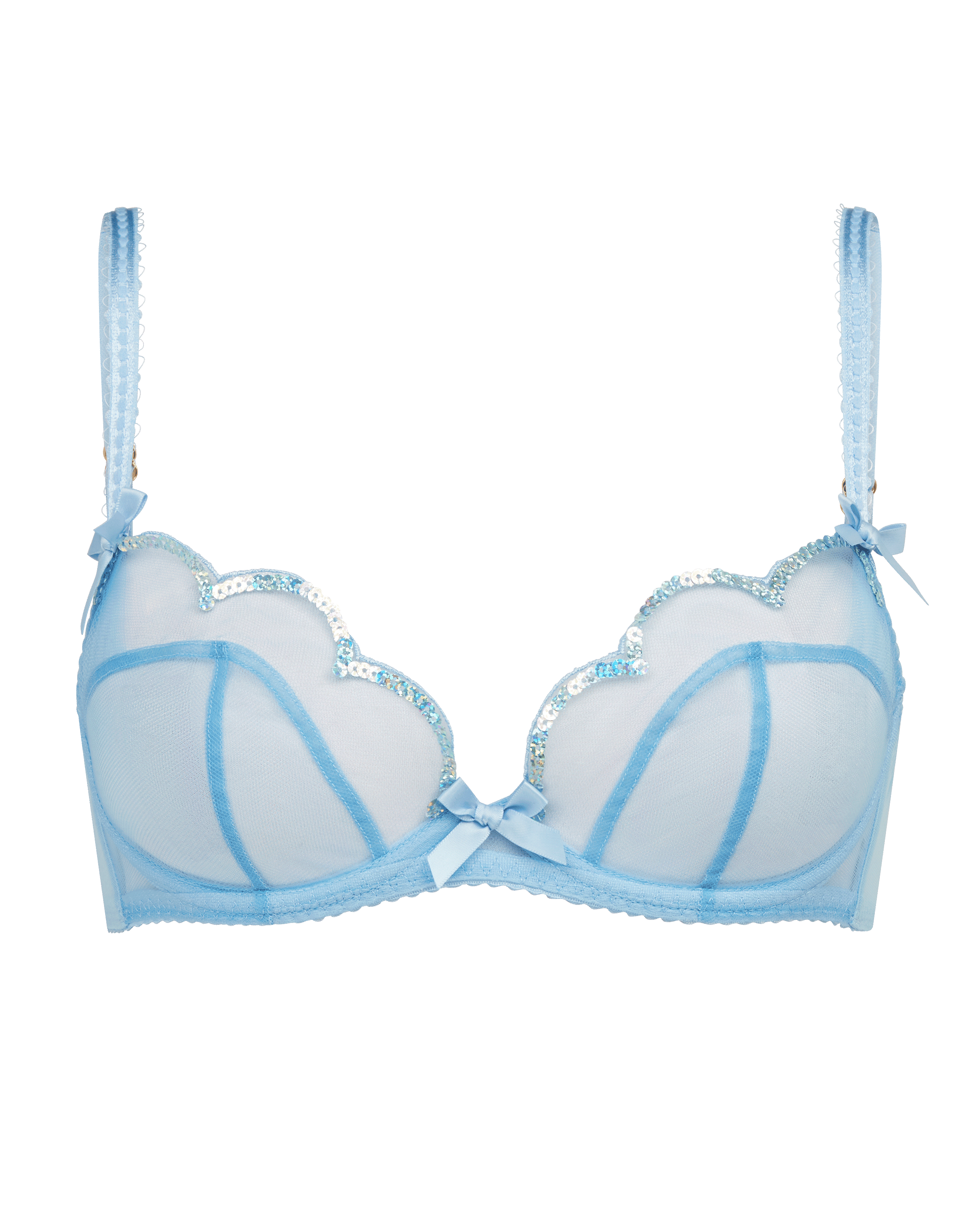Lorna Party Plunge Underwired Bra in Baby Blue/Iridescent | By Agent  Provocateur