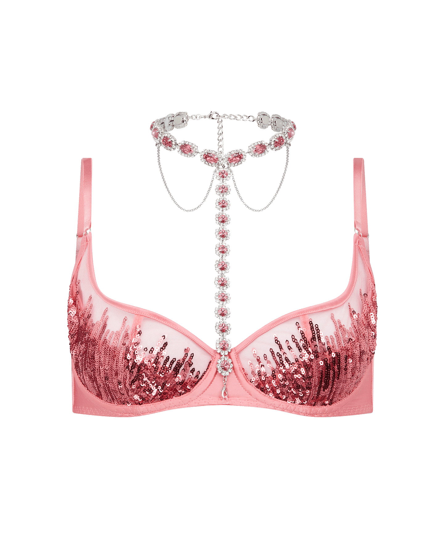 Calista Plunge Underwired Bra in Pink/Silver | By Agent Provocateur