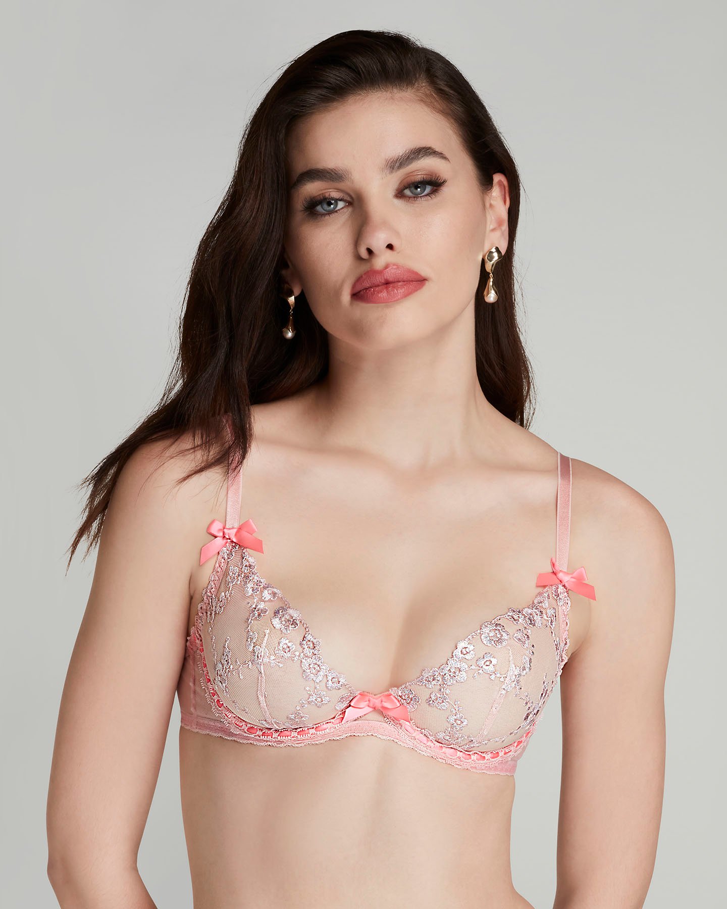 Adelie Plunge Underwired Bra in Baby Pink/Hot Pink | By Agent Provocateur New In