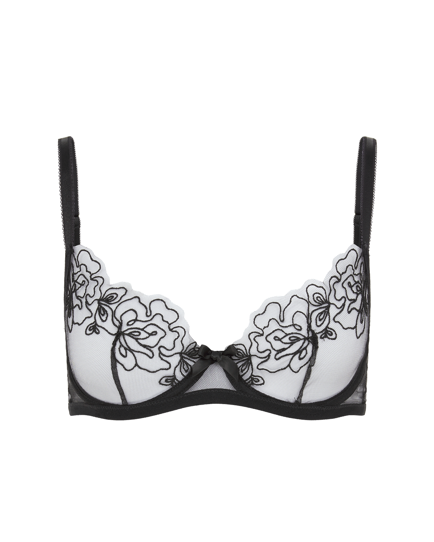 Juni Demi Cup Underwired Bra in Black + Thong