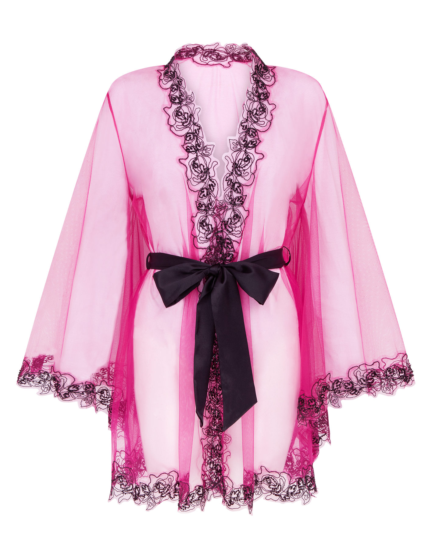 Lindie Short Dressing Gown in Fuchsia/Black | By Agent Provocateur