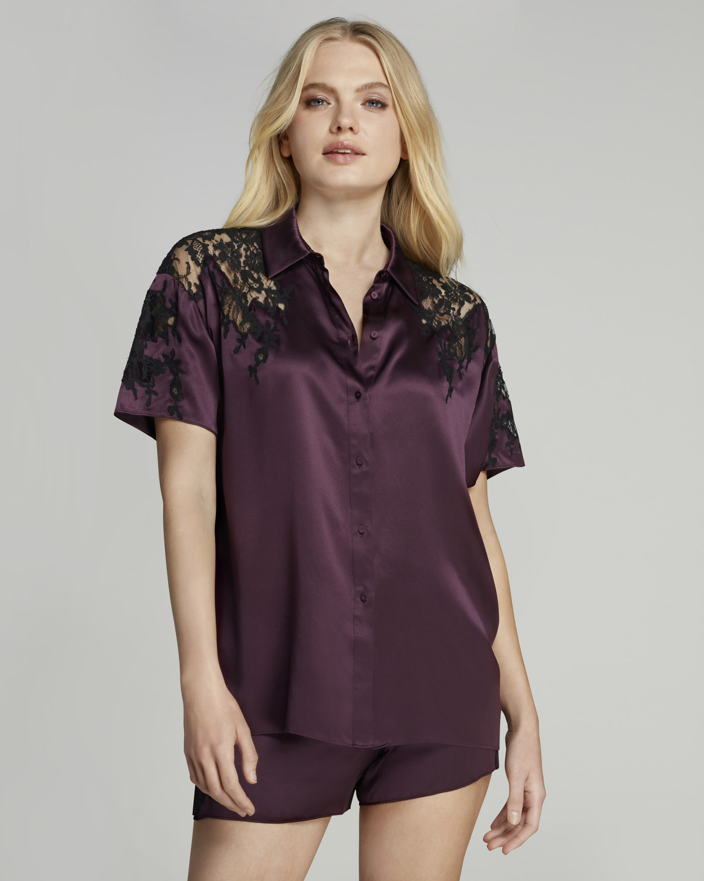Caressa Pyjama Top in Plum | By Agent 