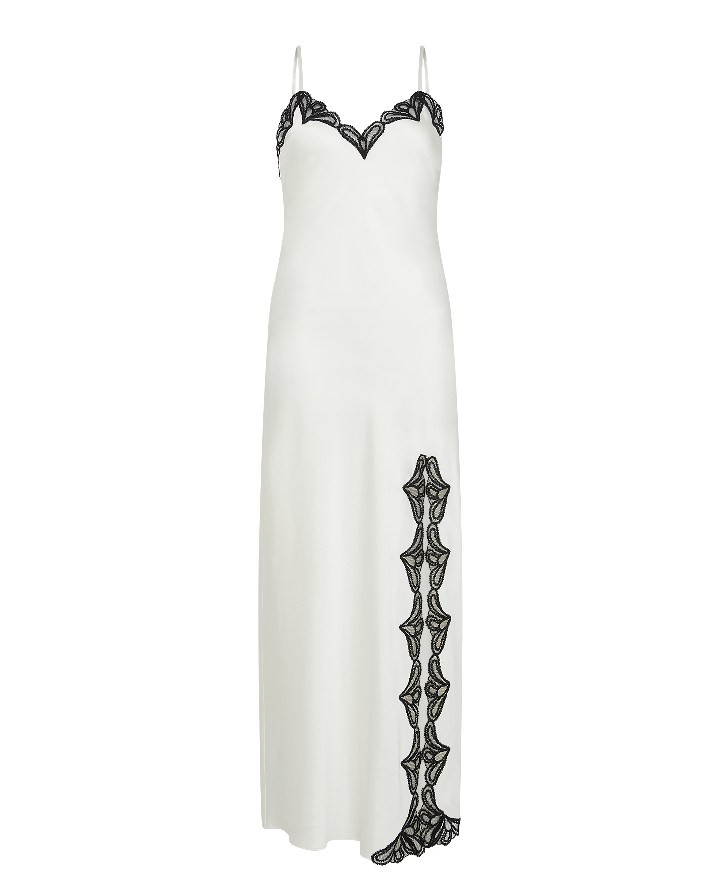 Agent Provocateur シルクナイトドレス サイズ2（S） Nelle Long Slip in Ivory/Black | By Agent Provocateur All Nightwear