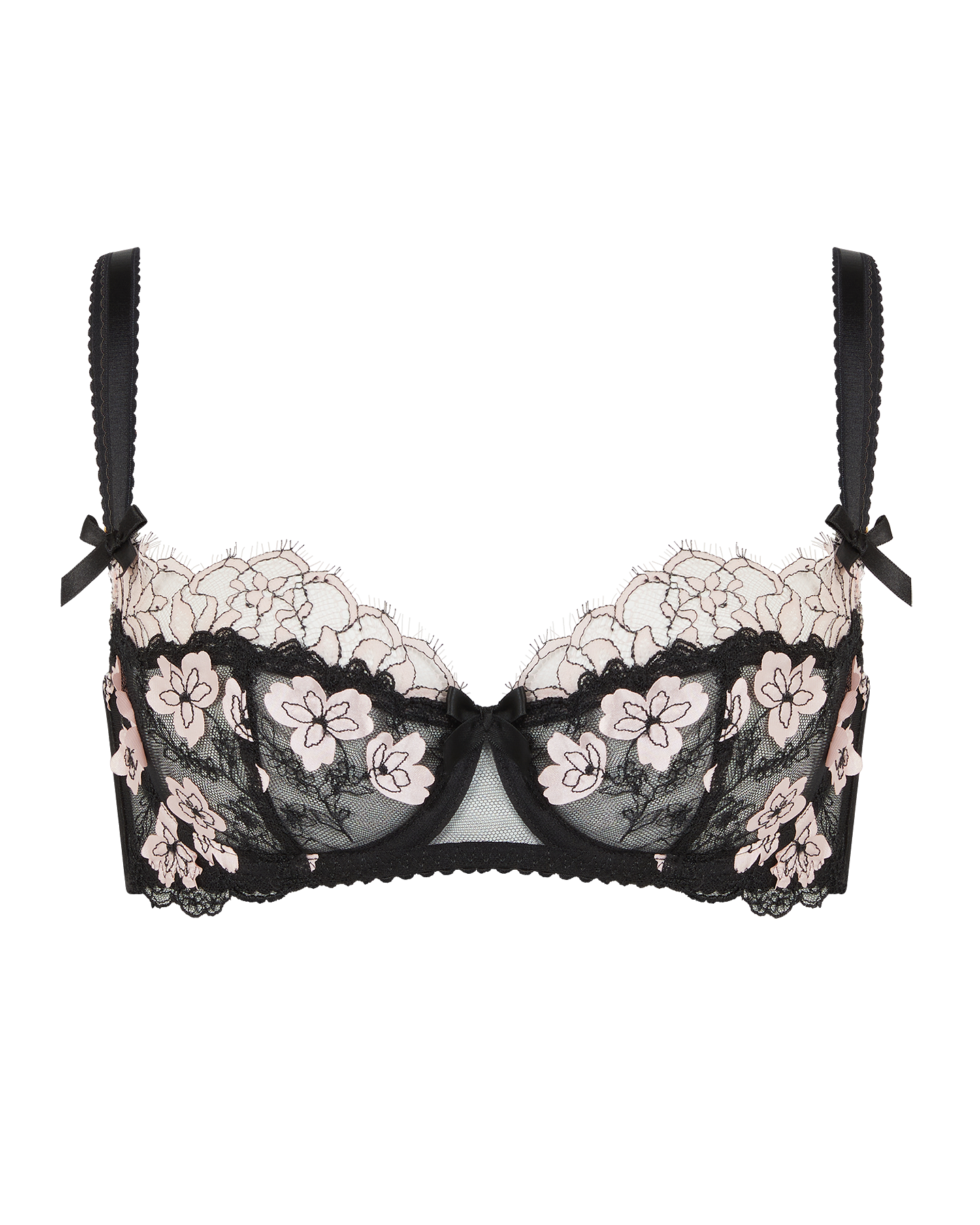 Andiee Plunge Underwired Bra in Black/Baby Pink | By Agent Provocateur