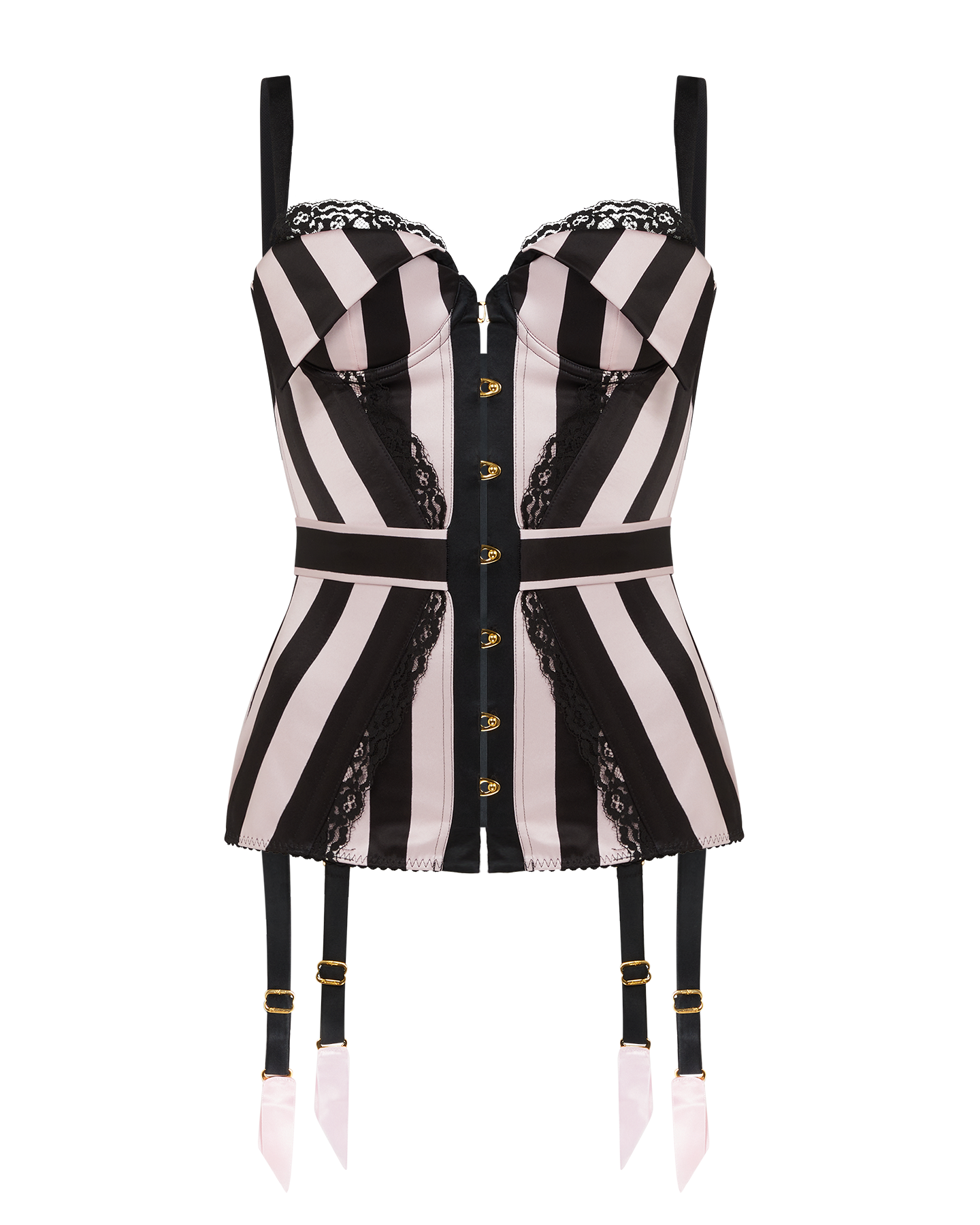 Jemina Corset Top in Pink/Black Stripe | By Agent Provocateur