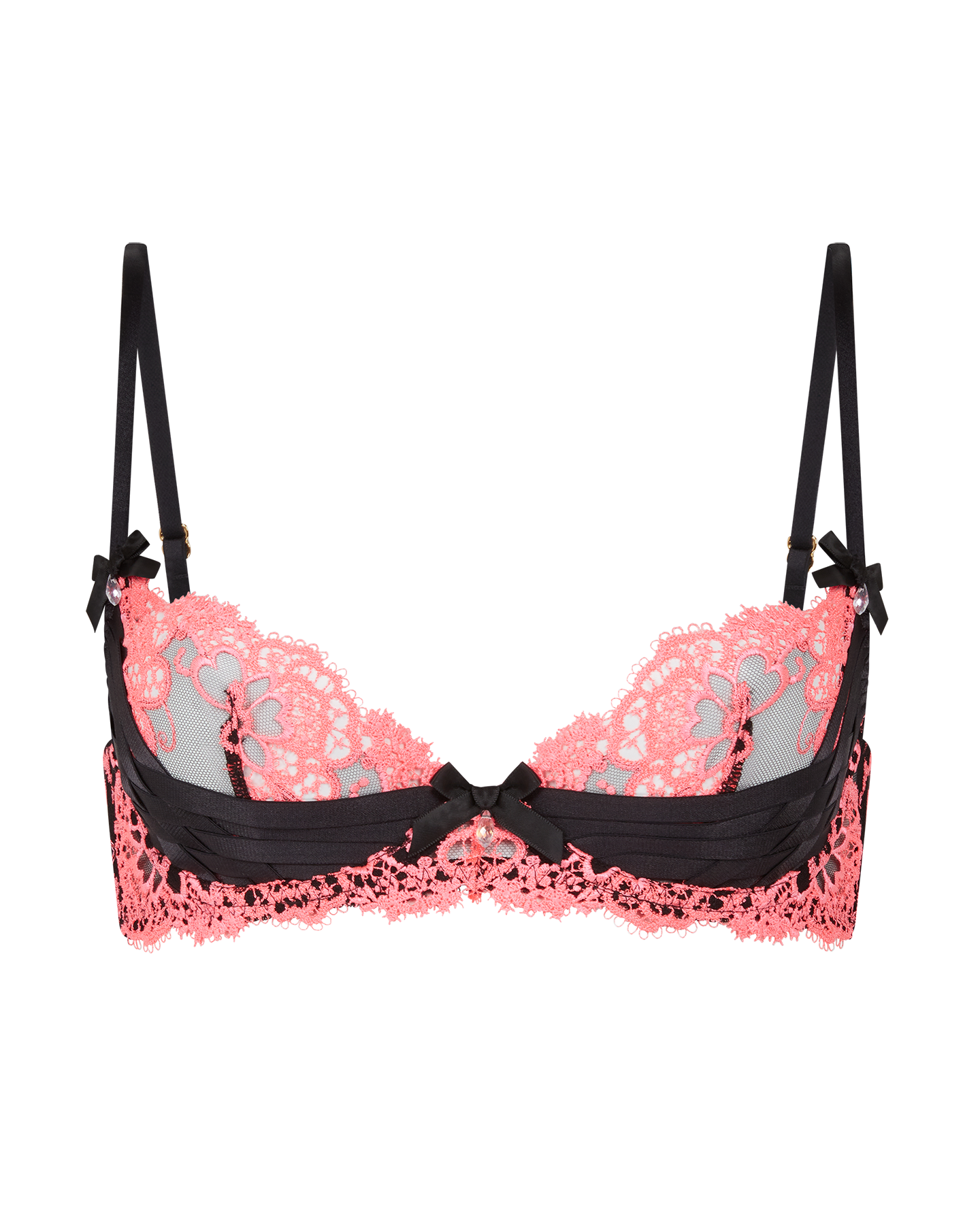 Dioni Plunge Non Pad in Black/Neon Pink| By Agent Provocateur