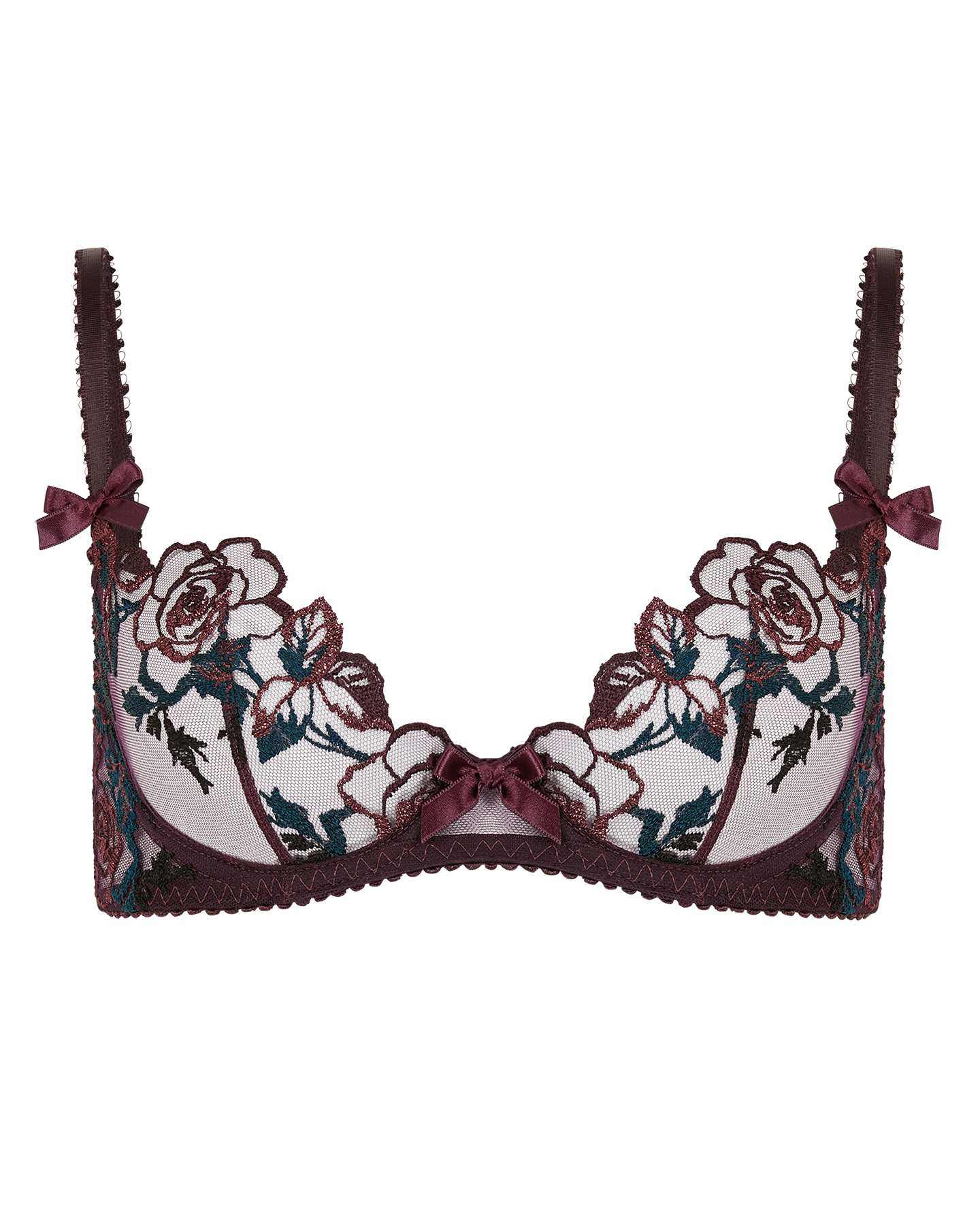 Callypso Plunge Underwired Bra in Plum/Green | By Agent Provocateur