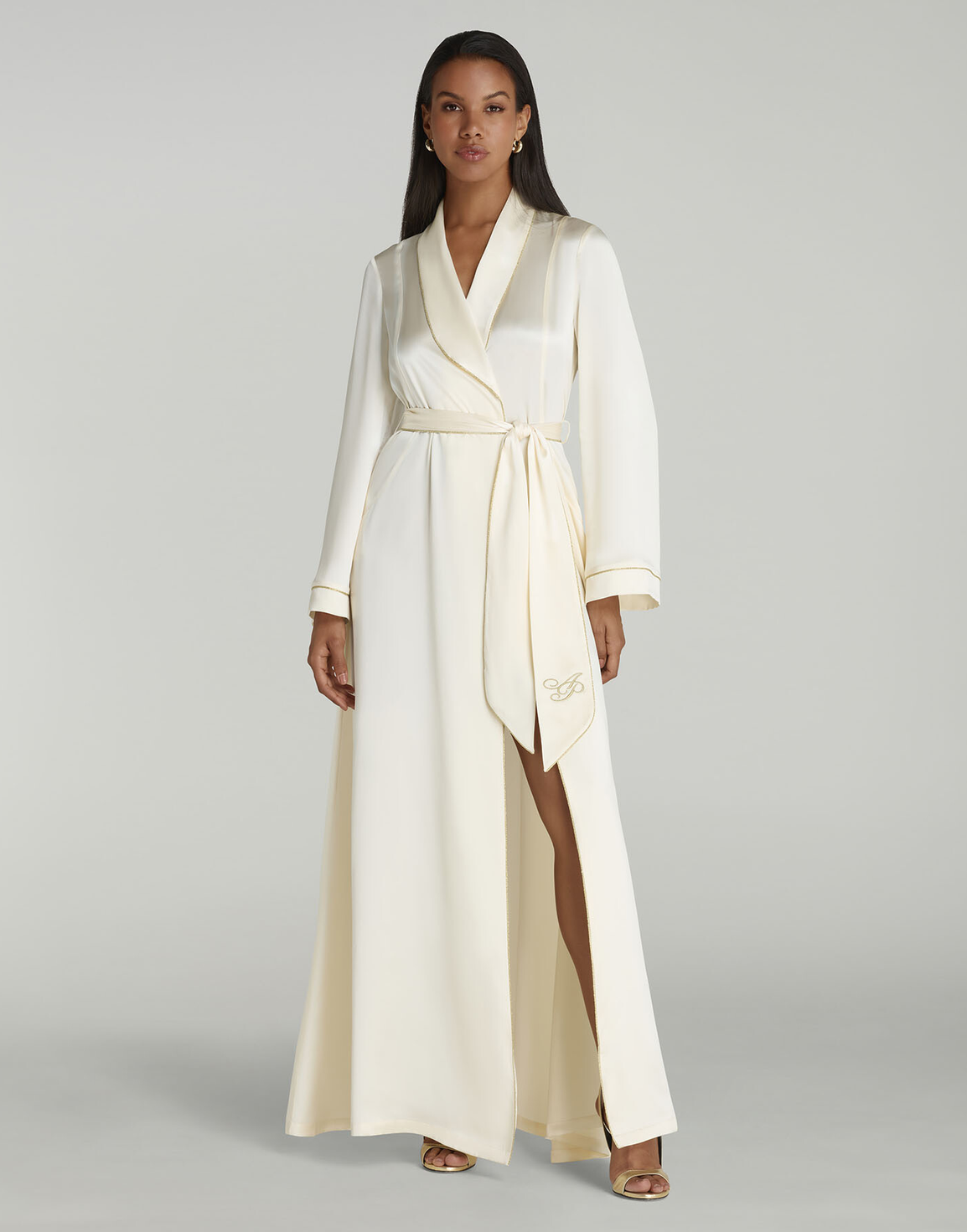 Classic PJ Long Dressing Gown Ivory | Agent Provocateur