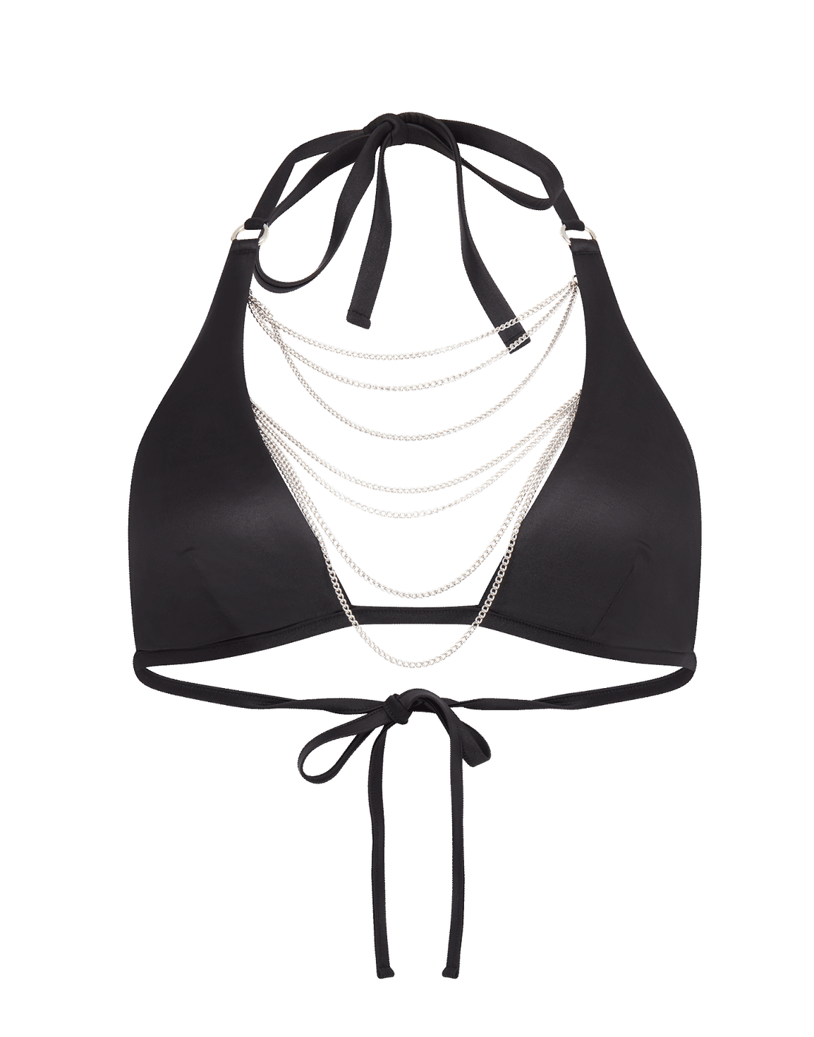 Tonya Tie Side Bikini Top Black/Silver | Agent Provocateur