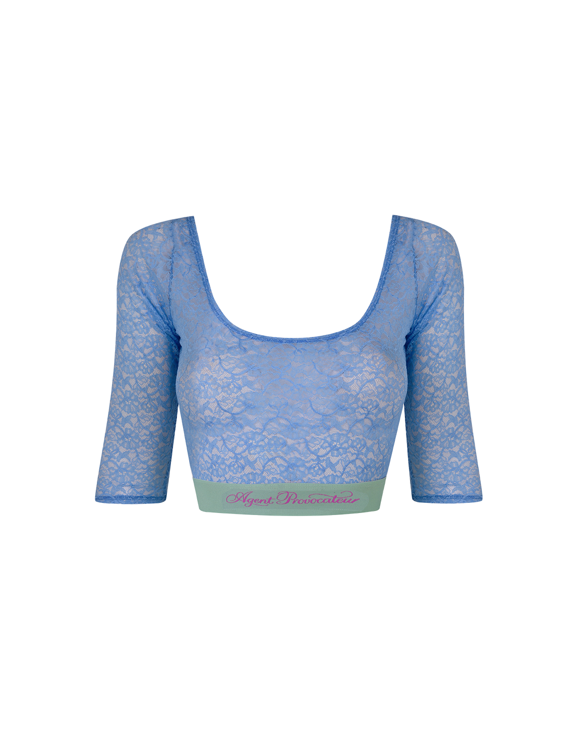 Cher Crop T-Shirt Blue/Mint | Agent Provocateur