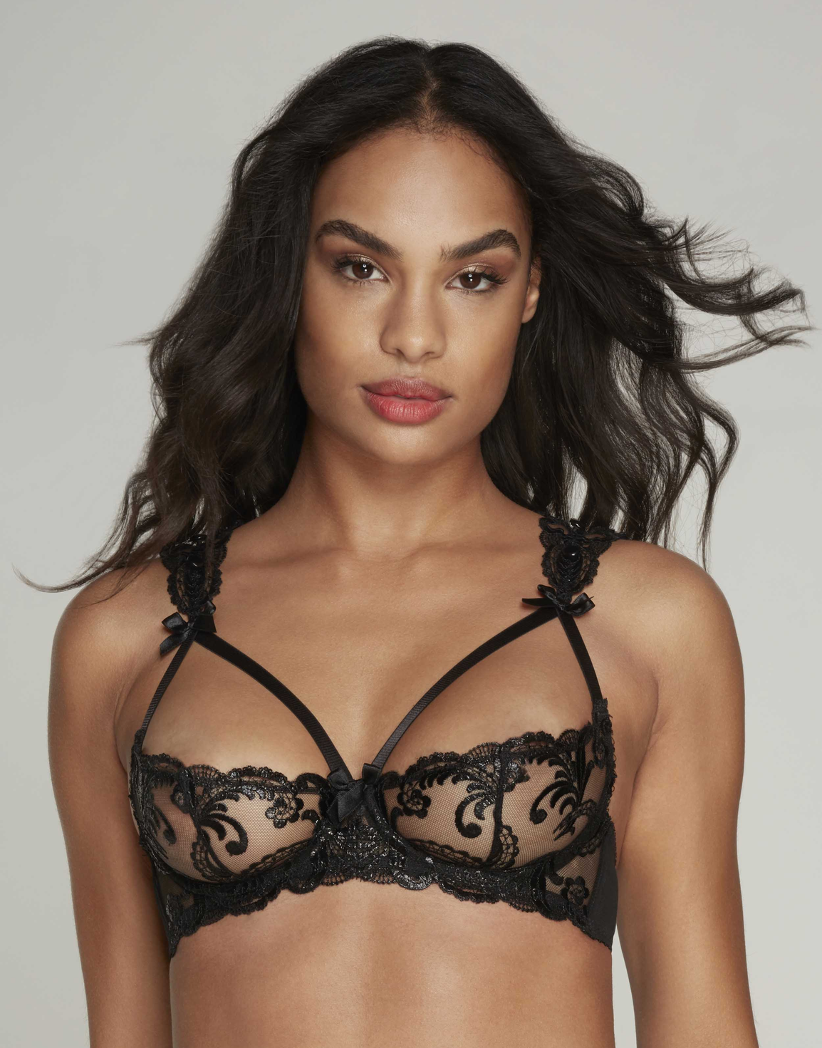 Dixee Quarter Cup Balconette Underwired Bra Black | Agent Provocateur