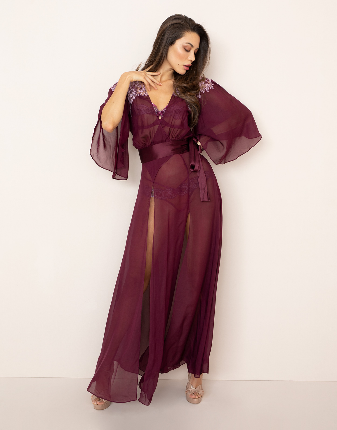 Agnese Long Kimono Purple | Agent Provocateur