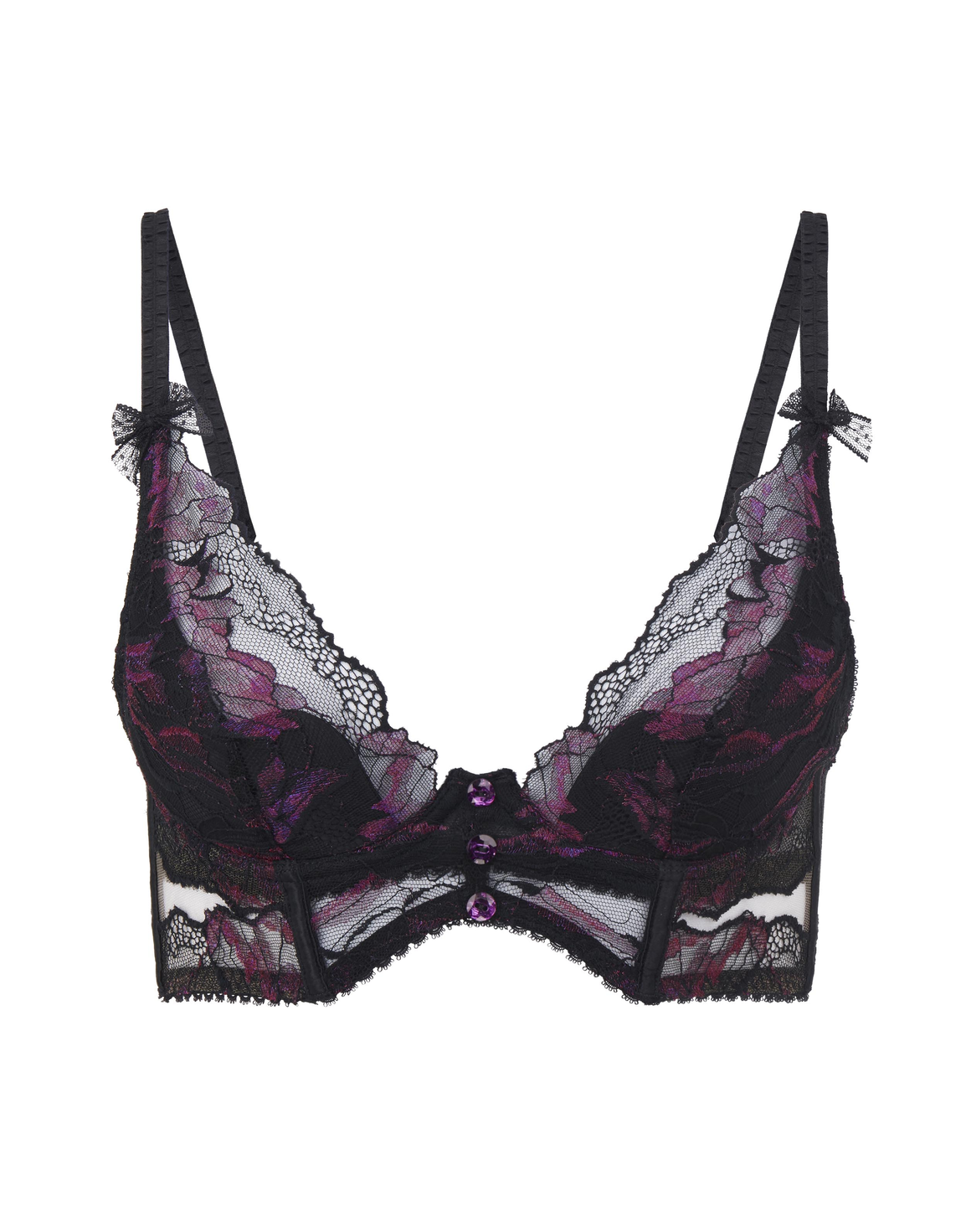 Karmen High Apex Underwired Bra Black/Purple Black | Agent Provocateur