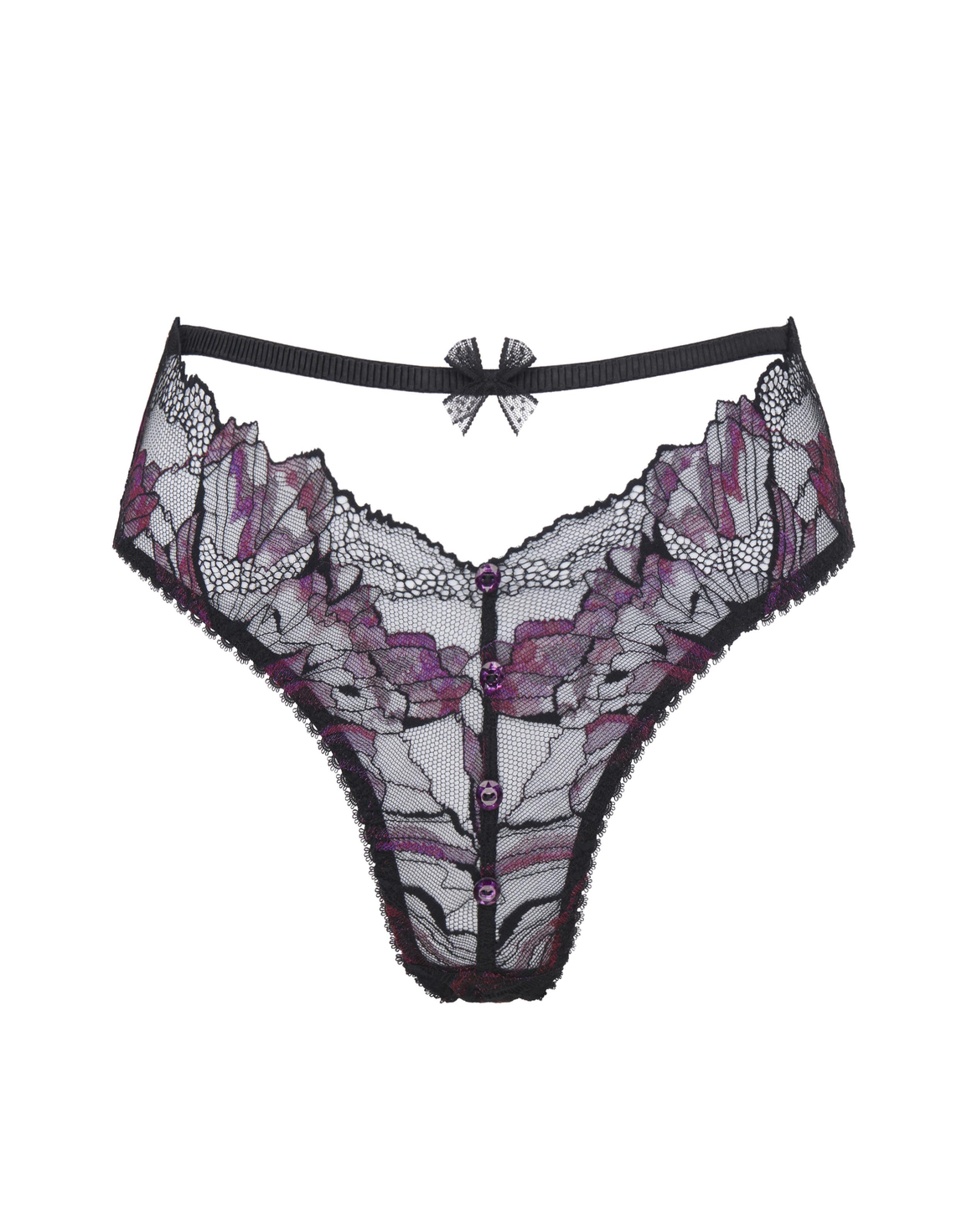 Karmen High Waisted Brief Black/Purple Black | Agent Provocateur