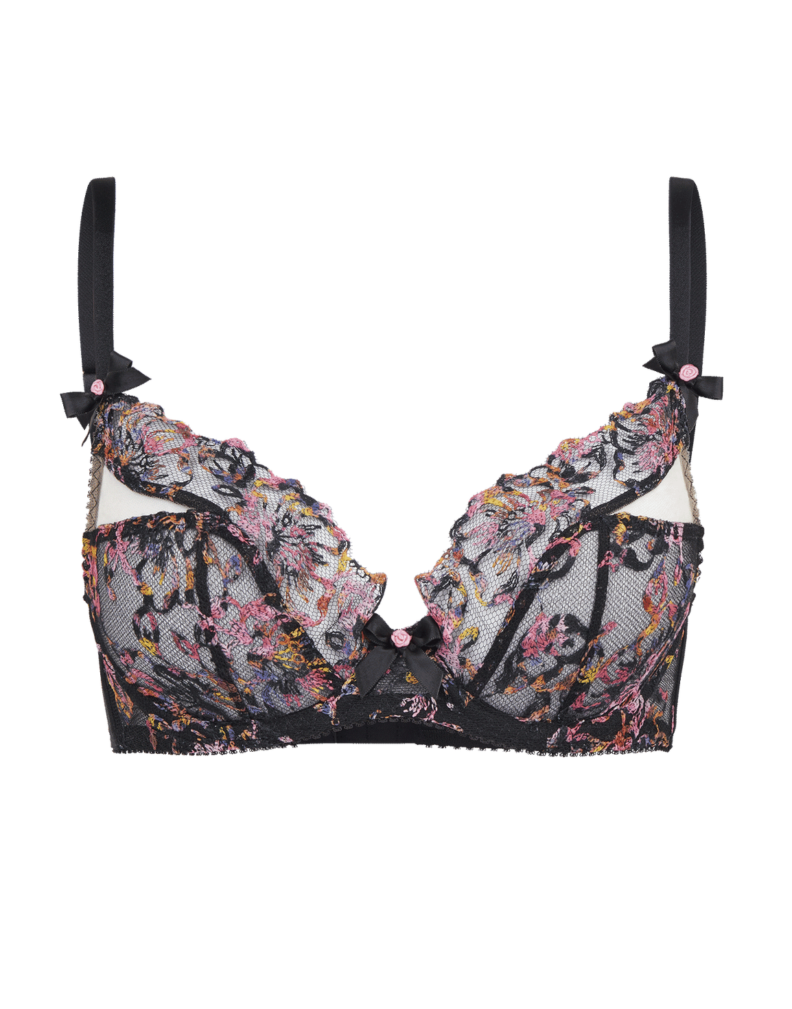 Leisha Plunge Underwired Bra Black Multicolour | Agent Provocateur