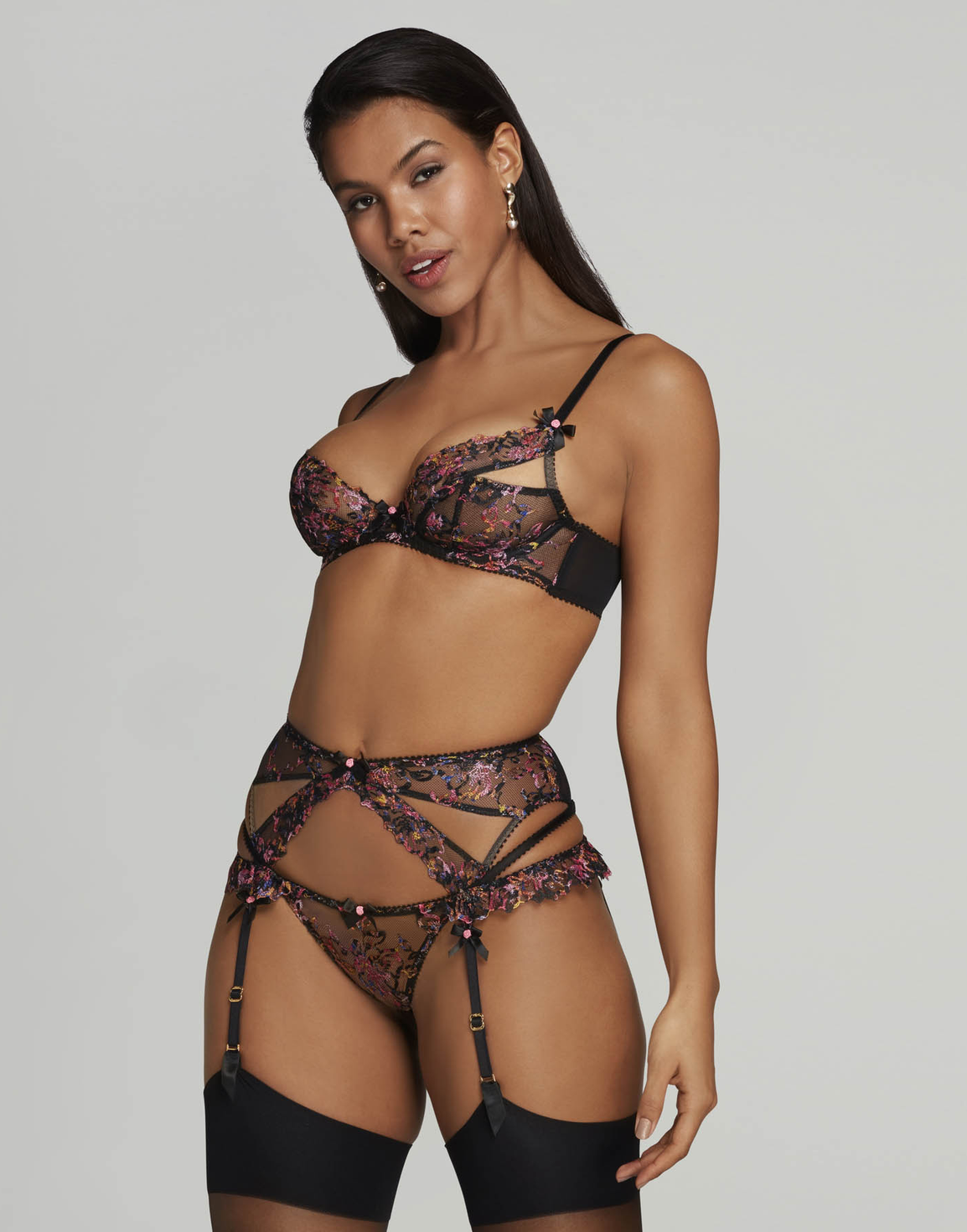 Leisha Suspender Black Multicolour | Agent Provocateur
