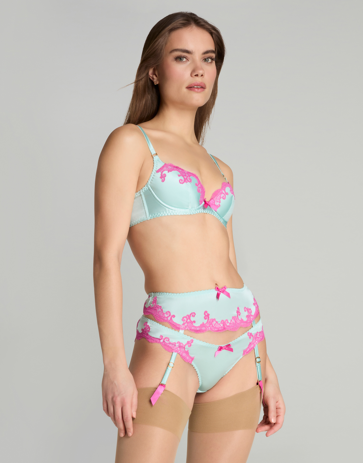 Molly Suspender Mint/Pink | Agent Provocateur