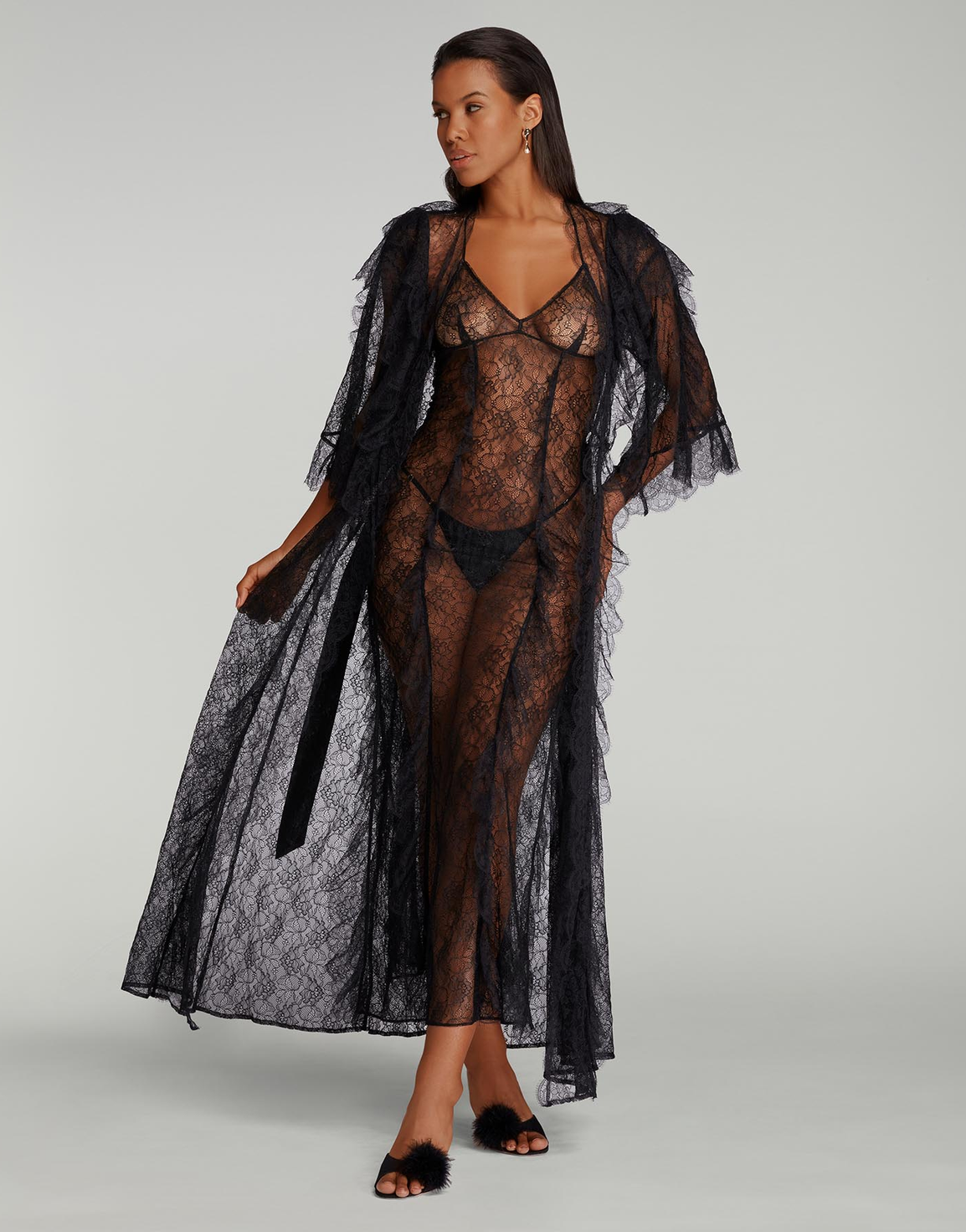 Pomona Dressing Gown Black | Agent Provocateur