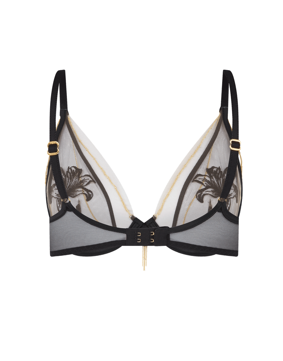 Auretta Plunge Underwired Bra Black/Gold | Agent Provocateur