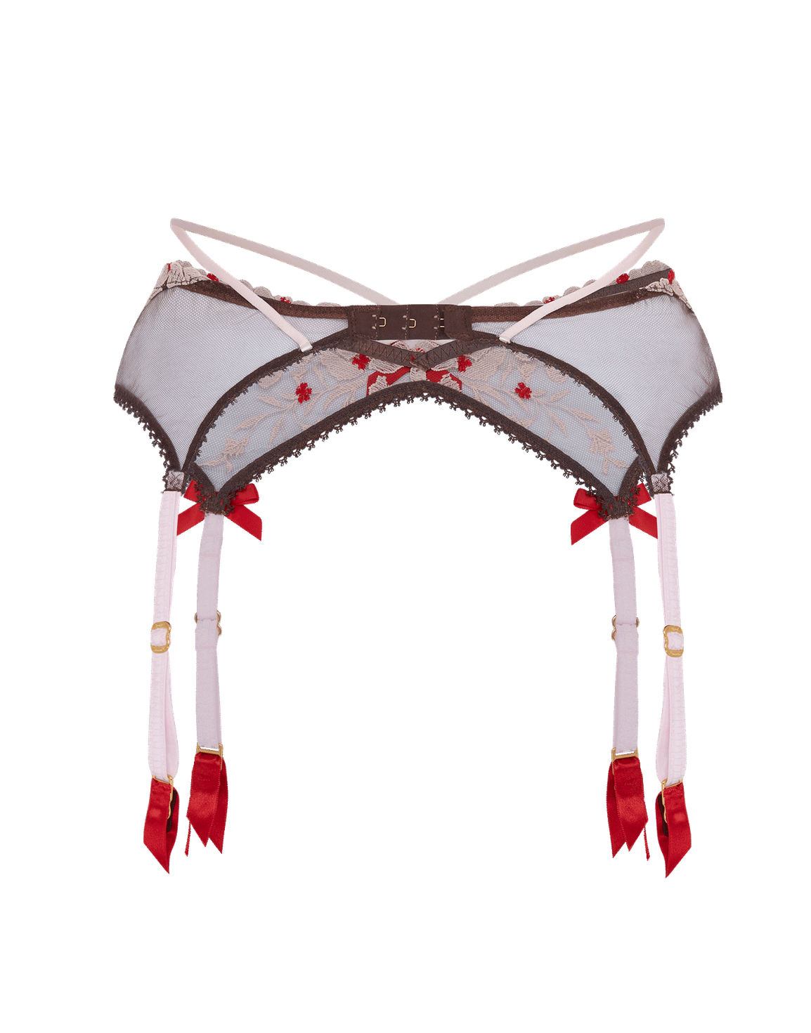 Dawne Suspender Chestnut/Pink/Red | Agent Provocateur
