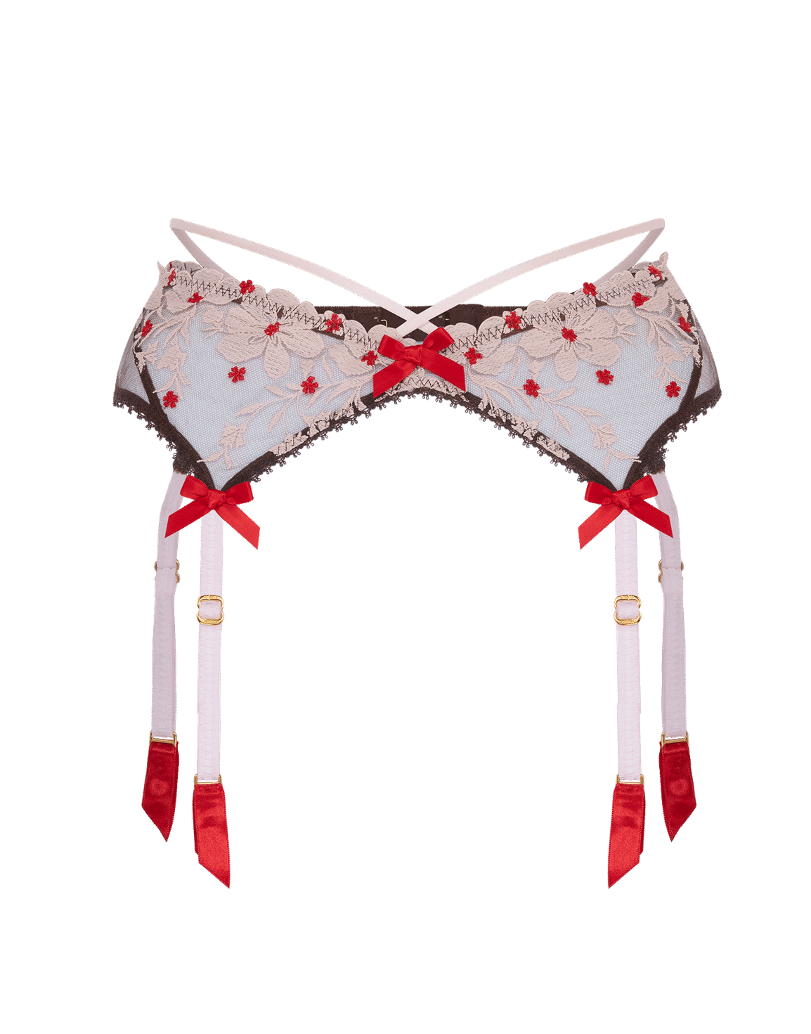 Dawne Suspender Chestnut/Pink/Red | Agent Provocateur