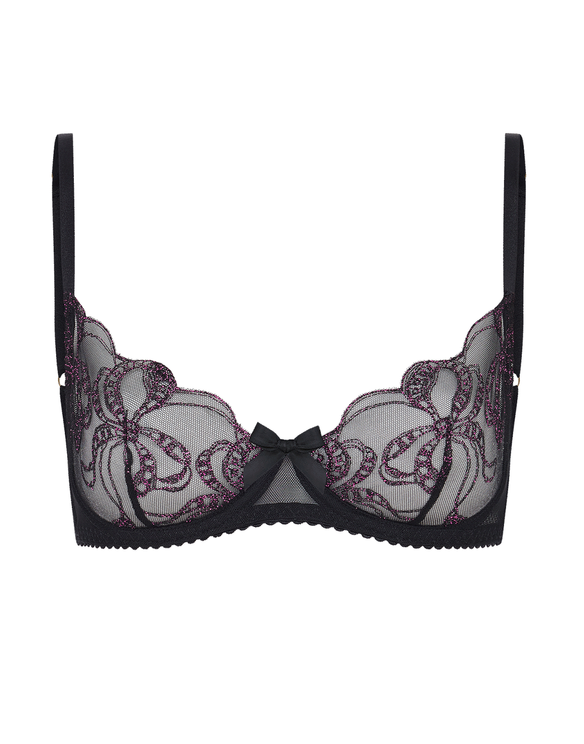 Louella Plunge Underwired Bra Black/Pink | Agent Provocateur