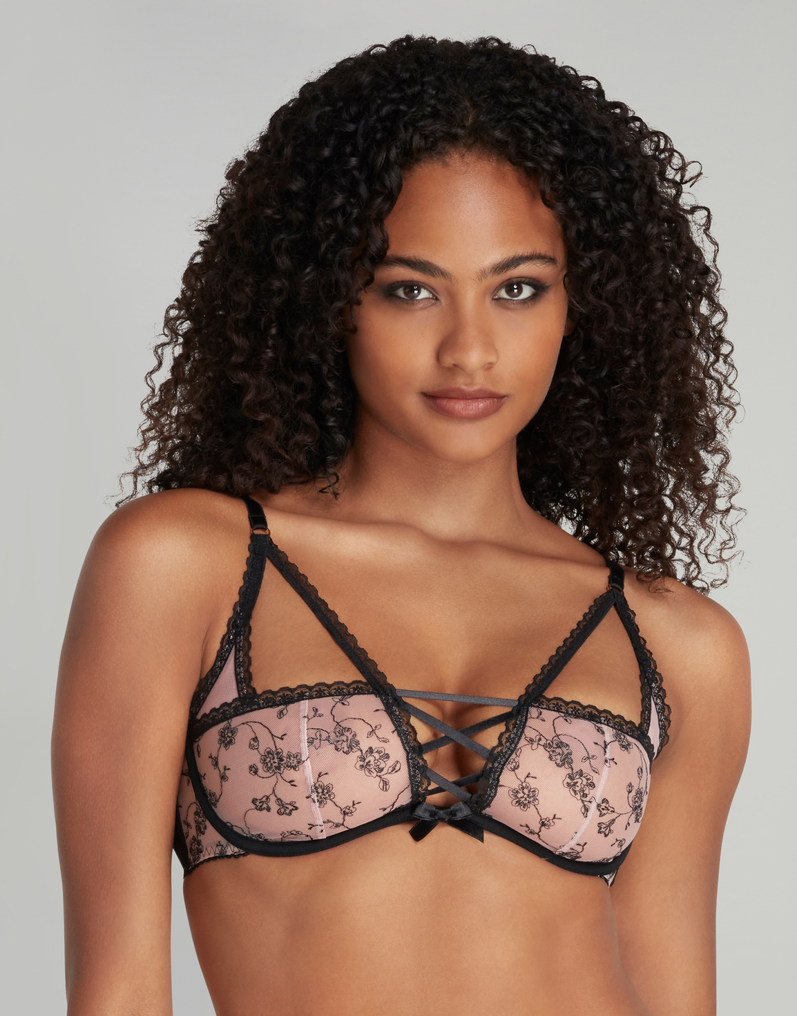Rosaleen High Apex Underwired Bra Baby Pink/Black | Agent Provocateur