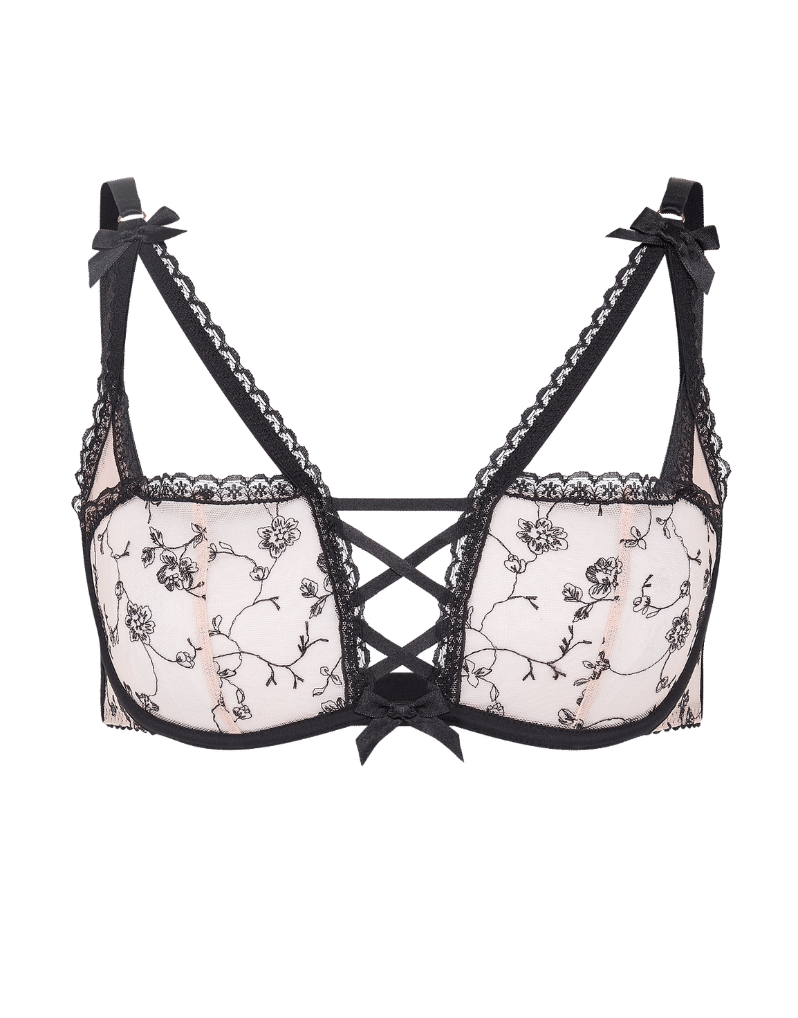 Rosaleen High Apex Underwired Bra Baby Pink/Black | Agent Provocateur