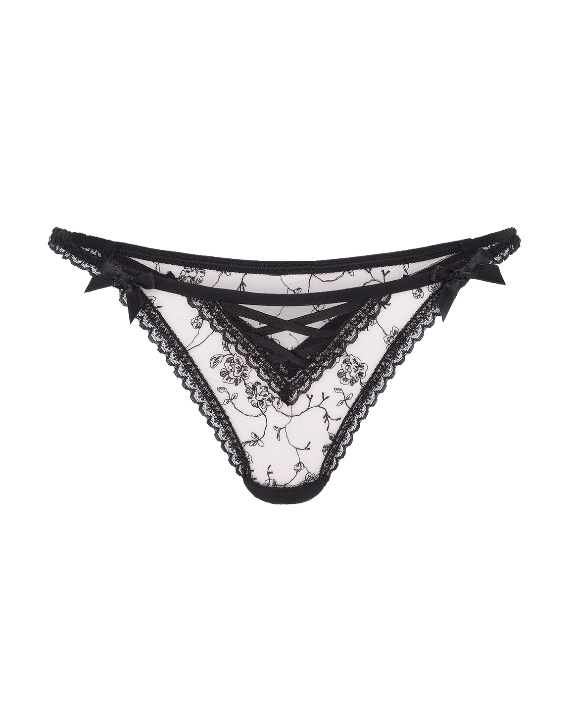 Rosaleen Thong Baby Pink/Black | Agent Provocateur