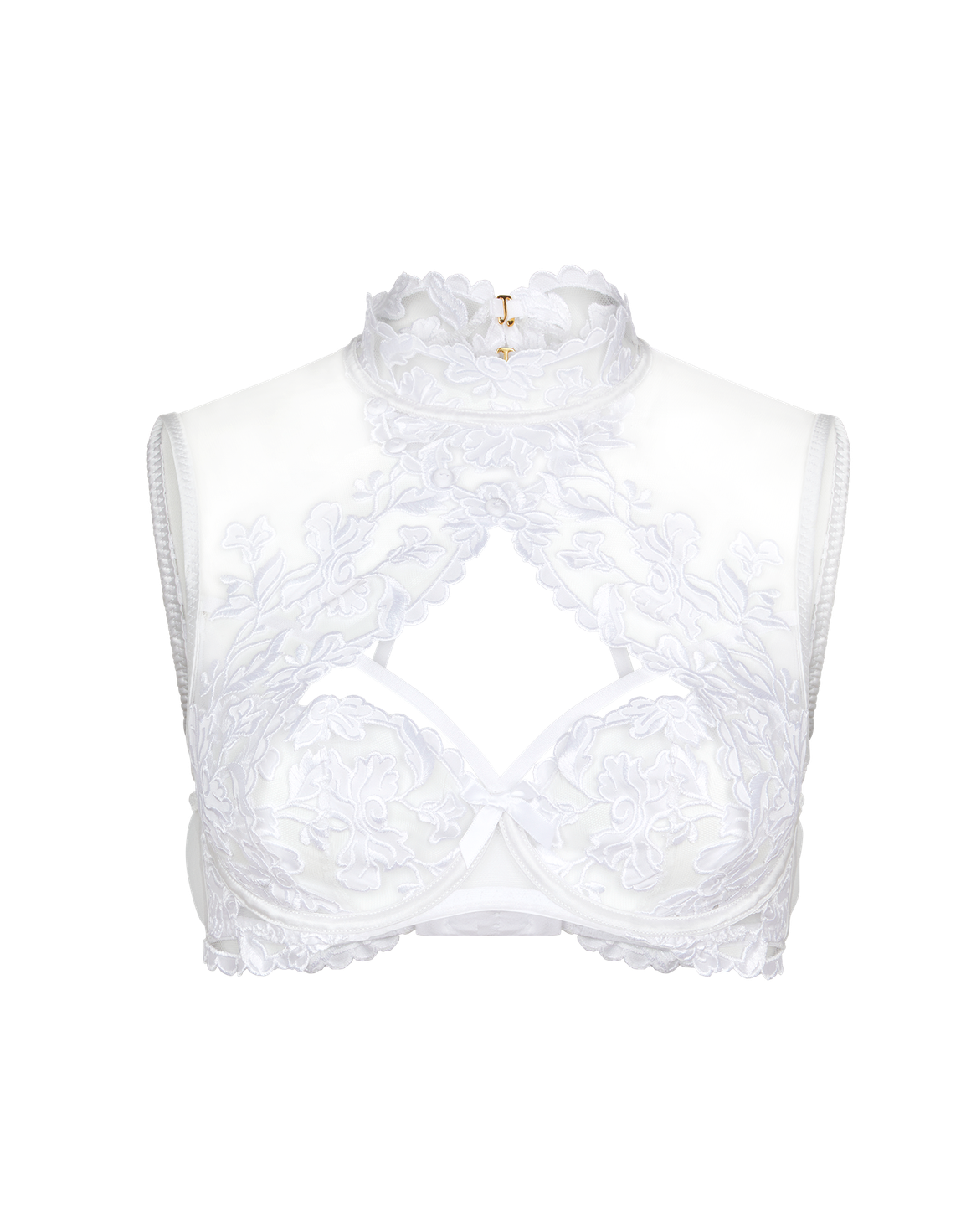 Darlia High Necked Underwired Bra White | Agent Provocateur
