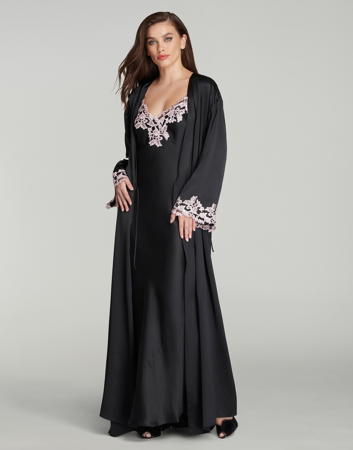 Darina Long Slip Black/Pink | Agent Provocateur