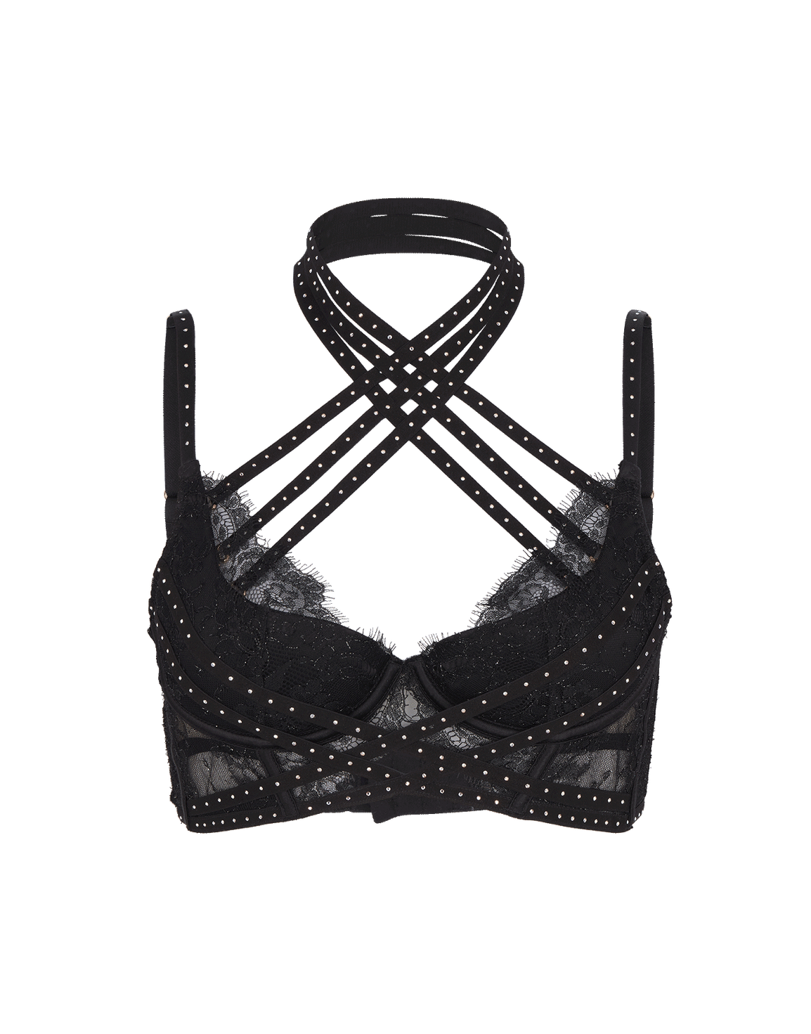 Saskiah High Neck Plunge Underwired Bra Black | Agent Provocateur