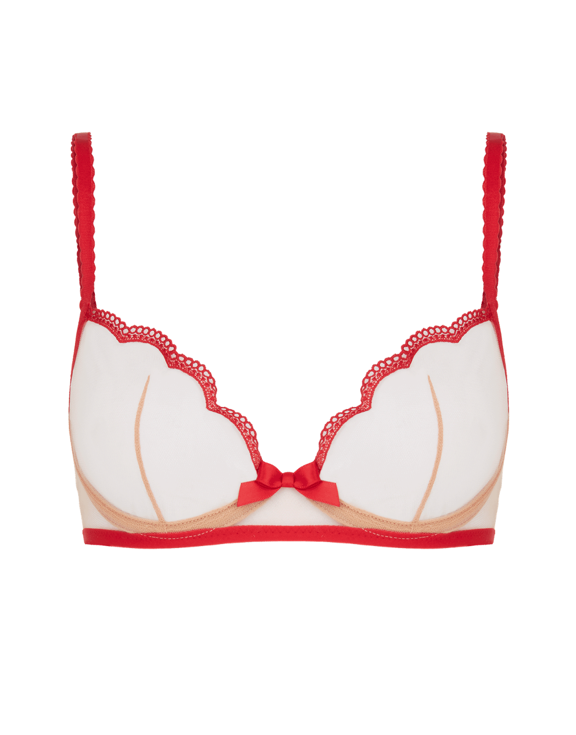 Kay Plunge Underwired Bra Red/Sand | Agent Provocateur