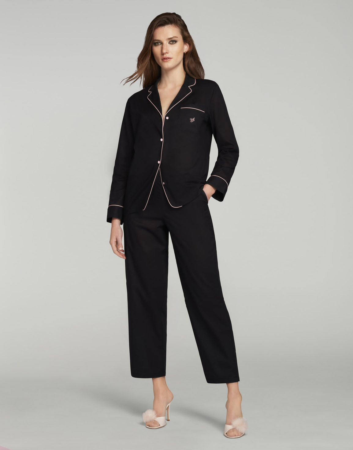 Filipa Long PJ Set Black | Agent Provocateur