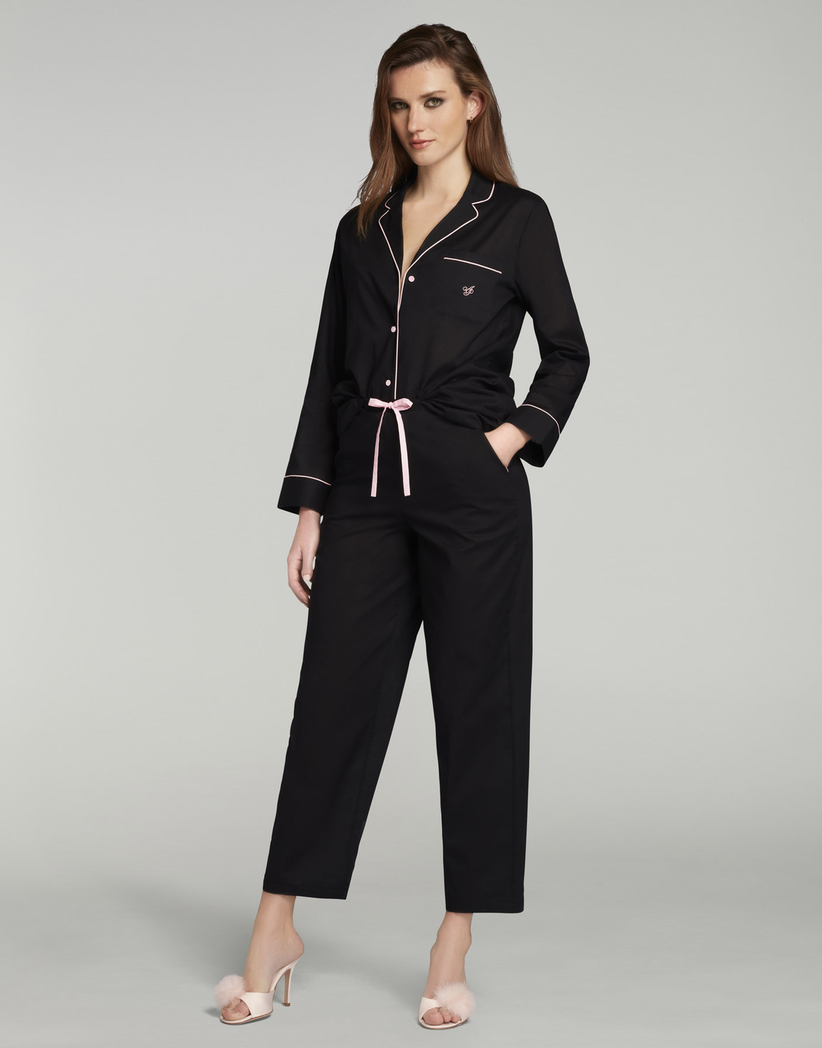 Filipa Long PJ Set Black | Agent Provocateur