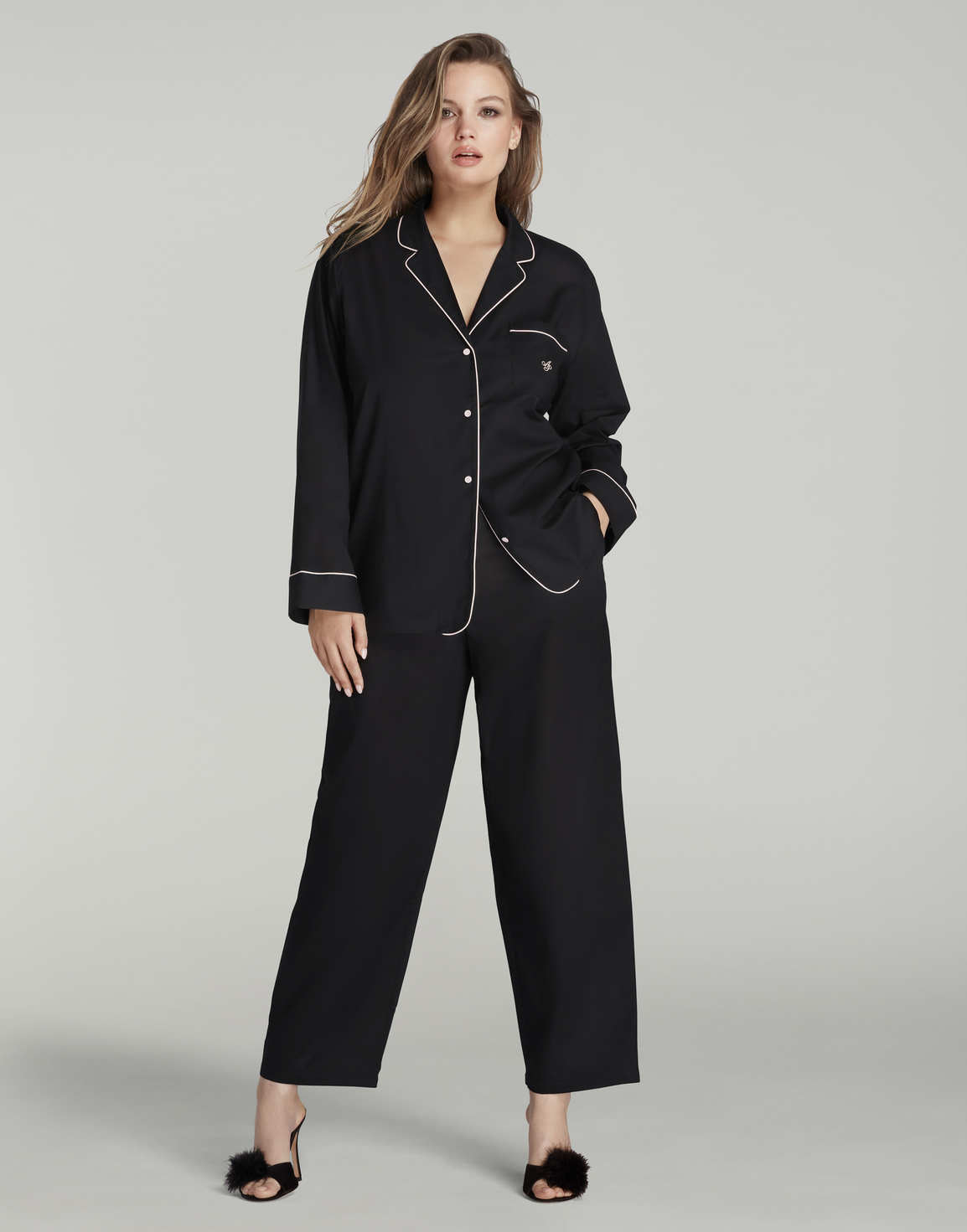 Filipa Long PJ Set Black | Agent Provocateur